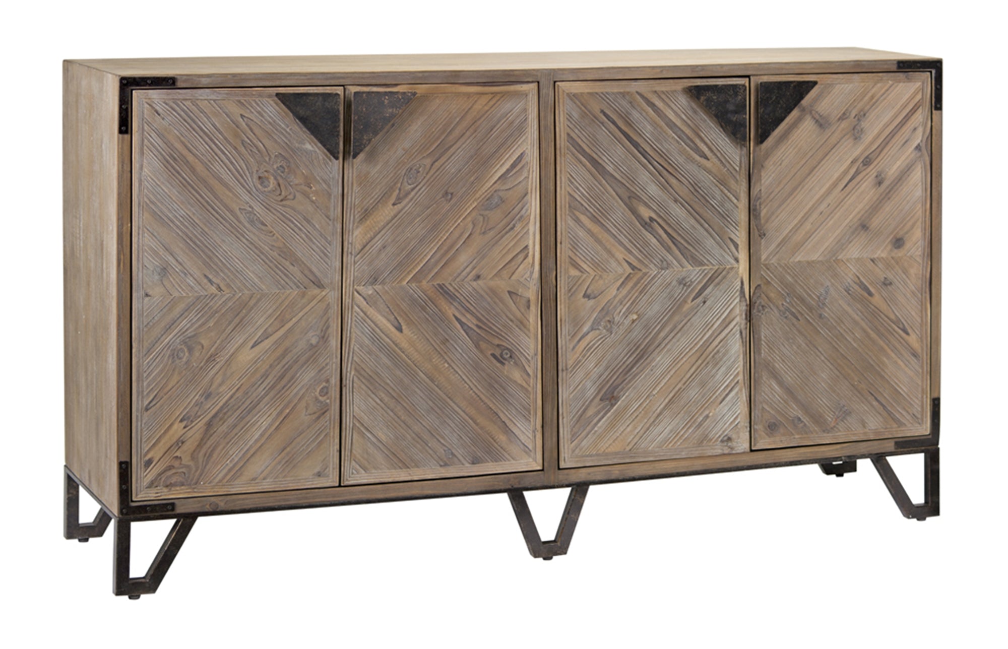 Cabinet 63"L x 15.75"W x 36"H Wood/Fir Wood/Iron