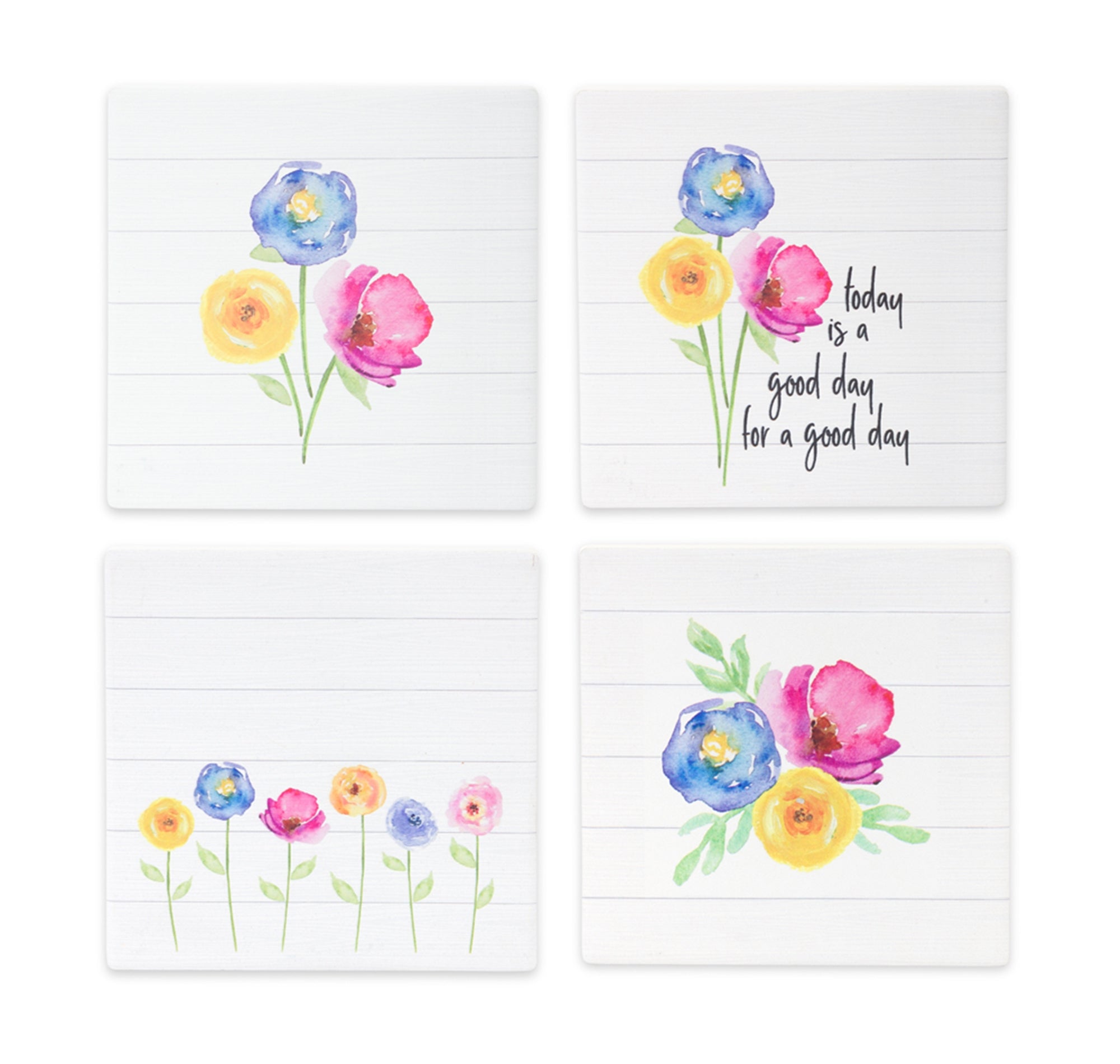 Floral Tiles (4 Asst) 4”SQ Stoneware