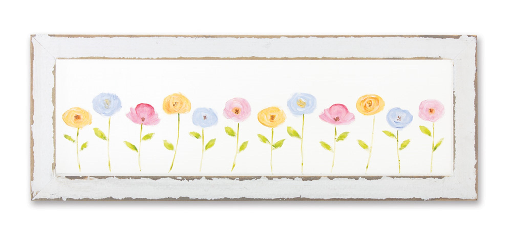 Wood Framed Screen with Floral Painting 24"