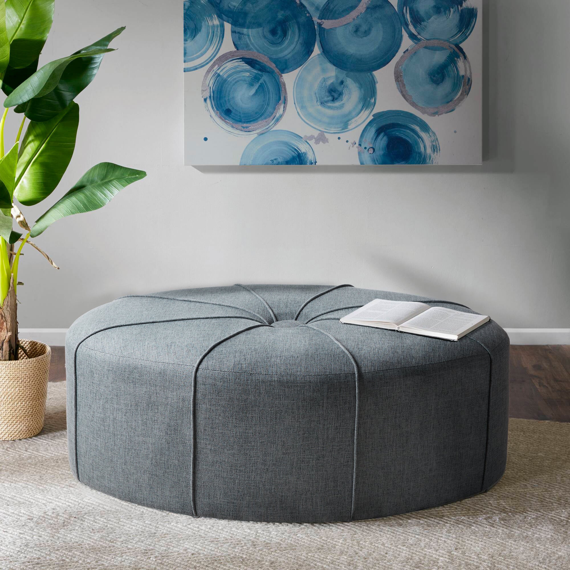 Ferris Square Shape Button-tufted Upholstered Metal Base Ottoman/Coffee Table