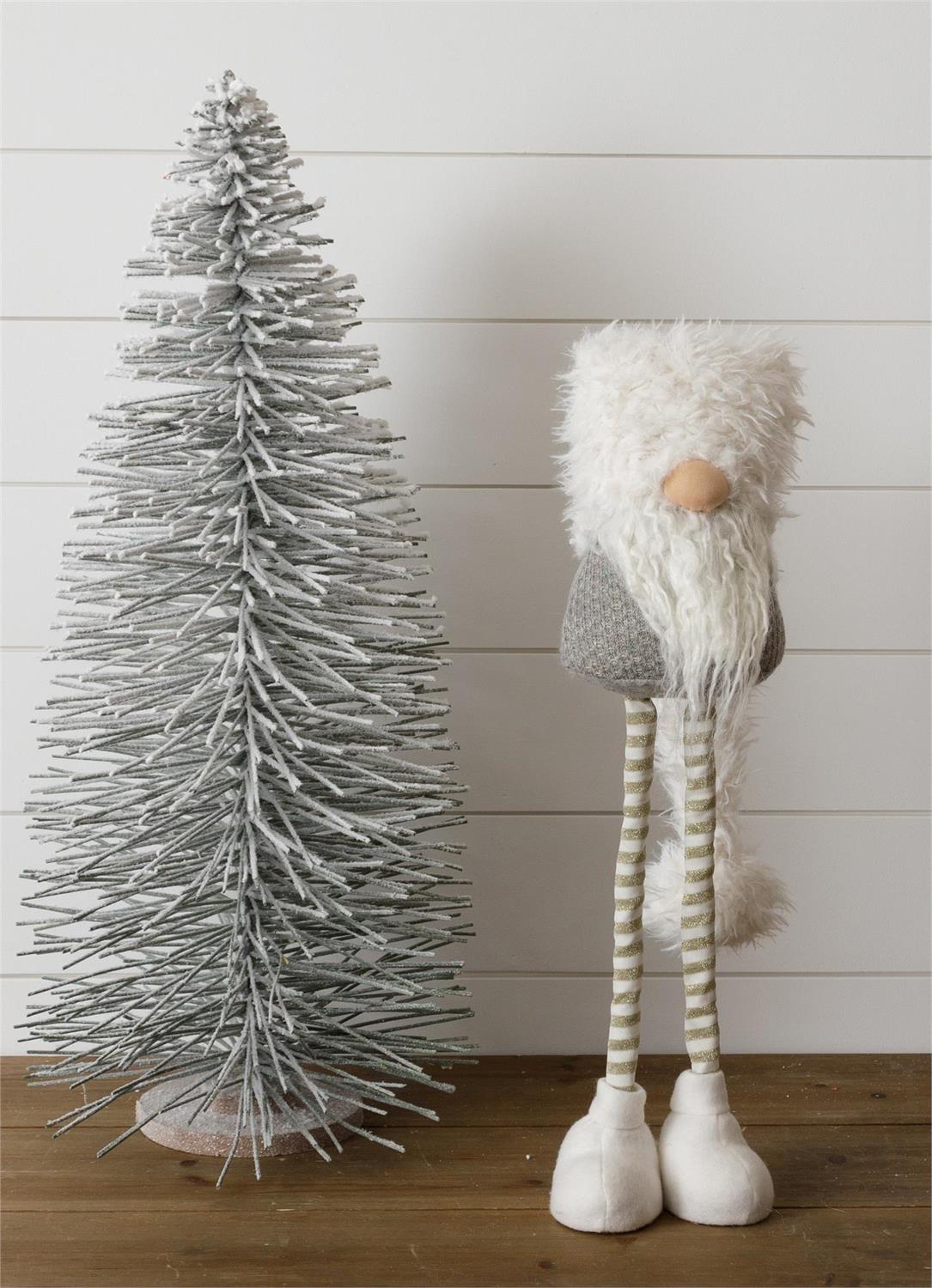 Standing Gnome - Gray, Gold Stripe Legs, Shaggy Hat, Sm