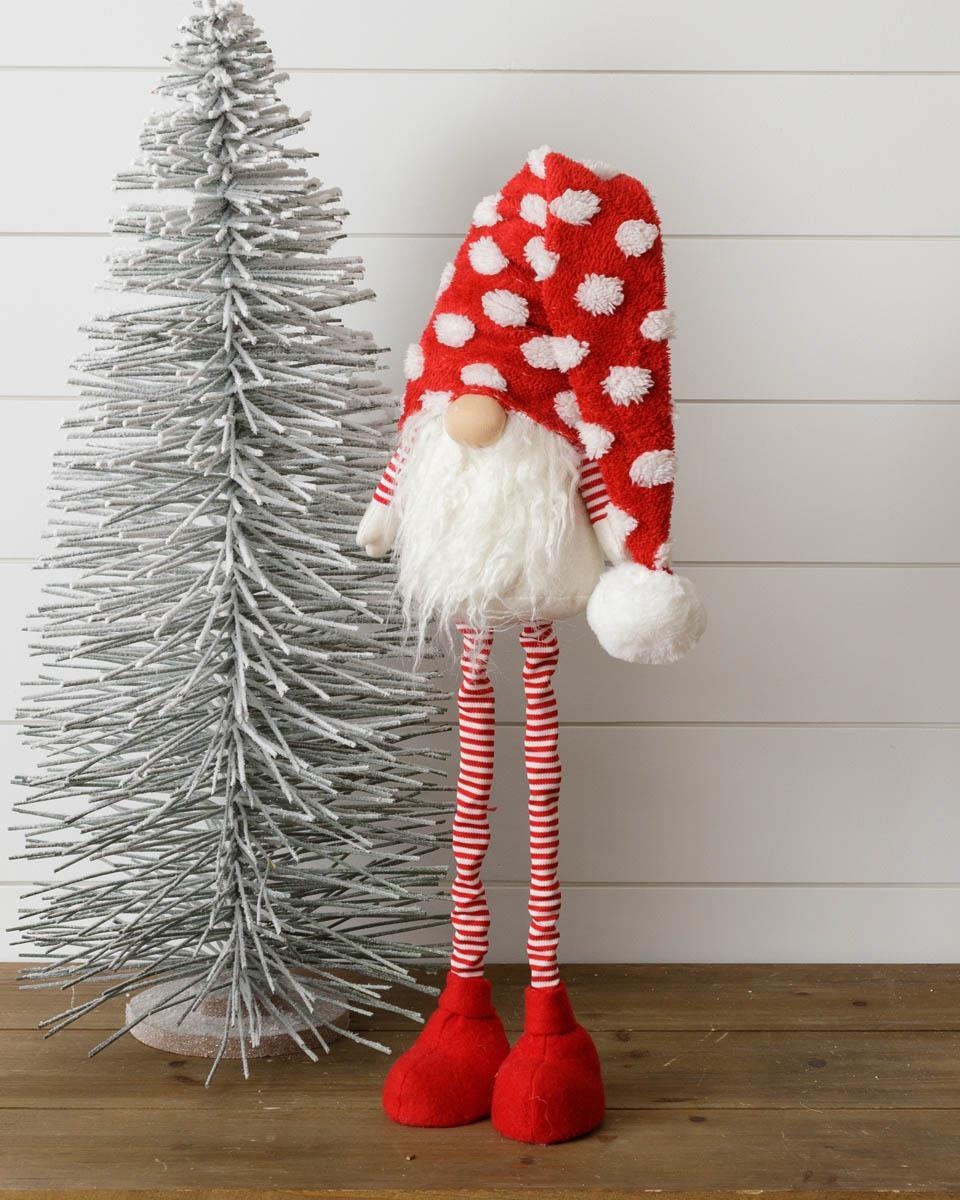 Standing Gnome - Red Stripe Shirt, Stripe Legs, Red Dot Hat