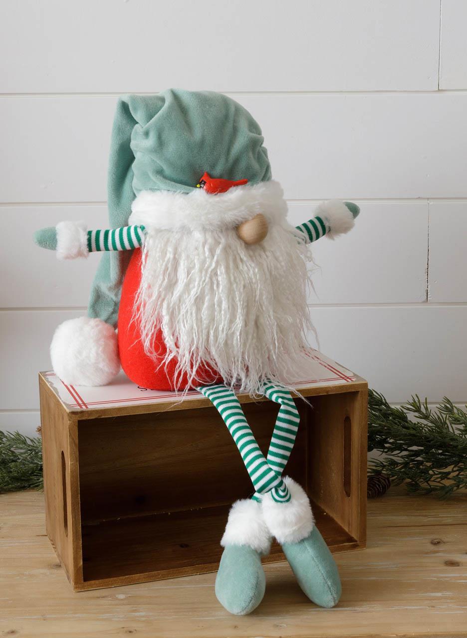Gnome Shelf Sitter, Green Striped Legs And Red Body