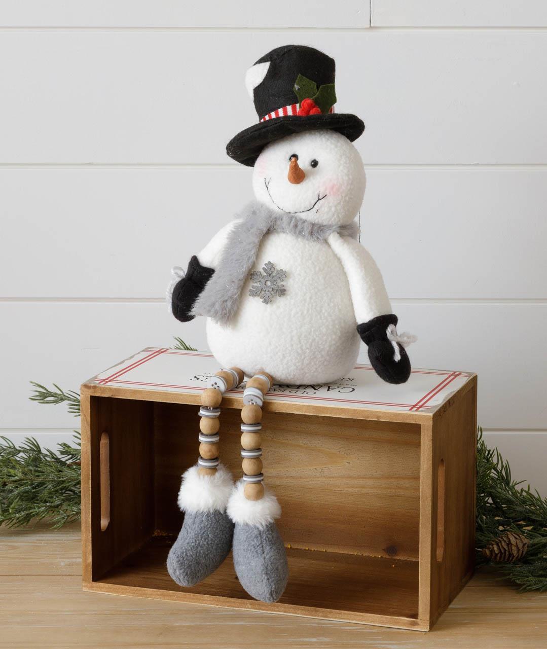 Snowman With Top Hat Shelf Sitter