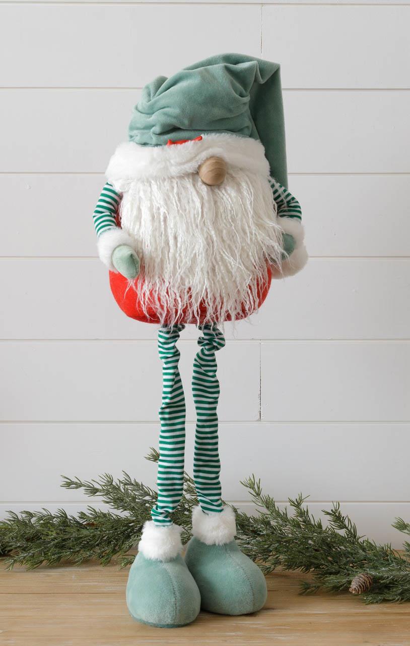 Standing Gnome, Green Striped Legs And Red Body