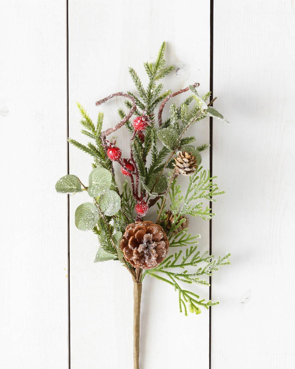 Frosted Mixed Evergreens w/ Accents