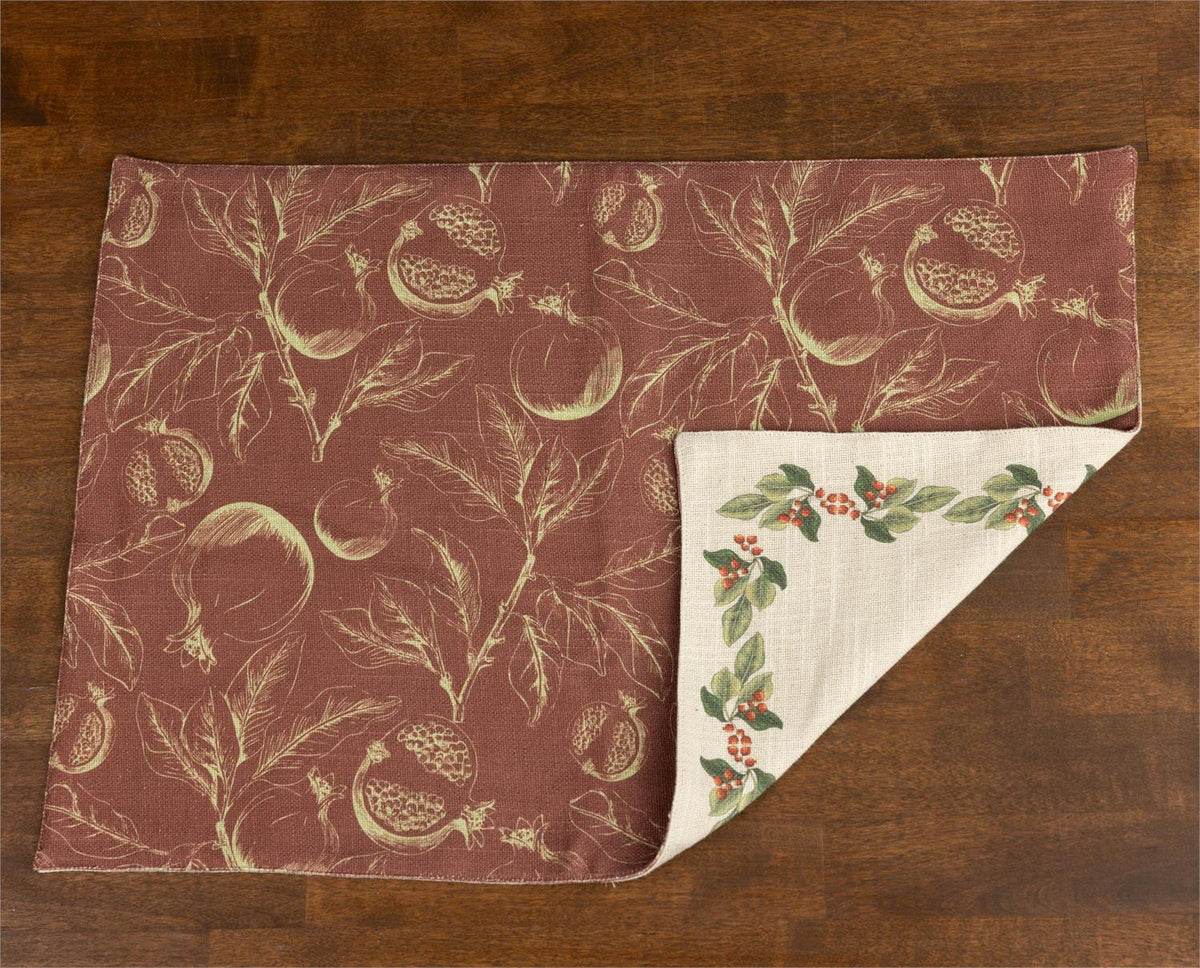 Reversible Placemat - Pomegranate and Holly