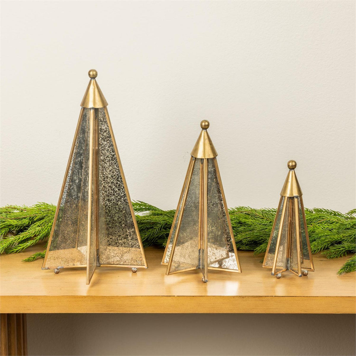 Golden Edge Glass Christmas Trees