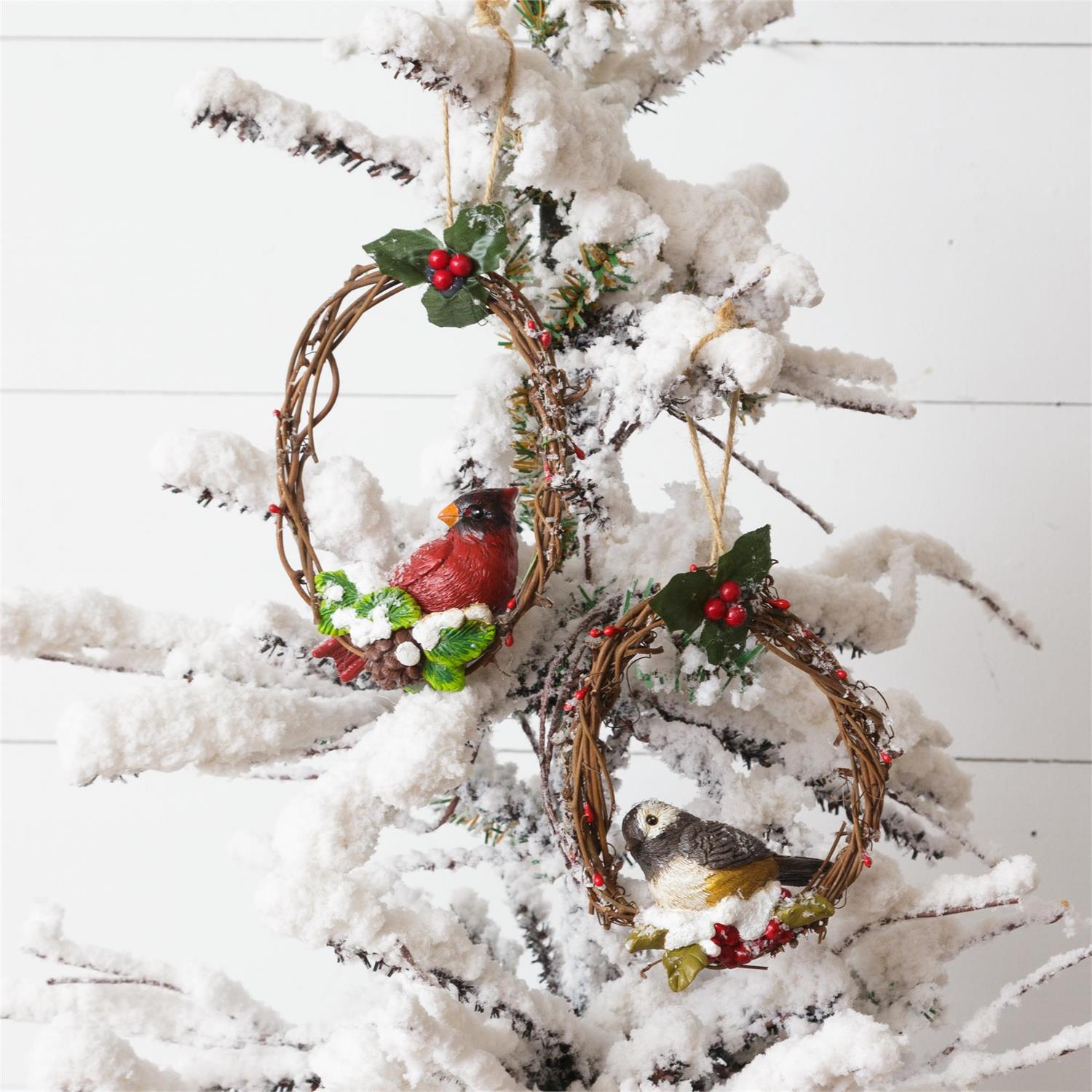 Ornaments - Resin Birds on Twig Wreath