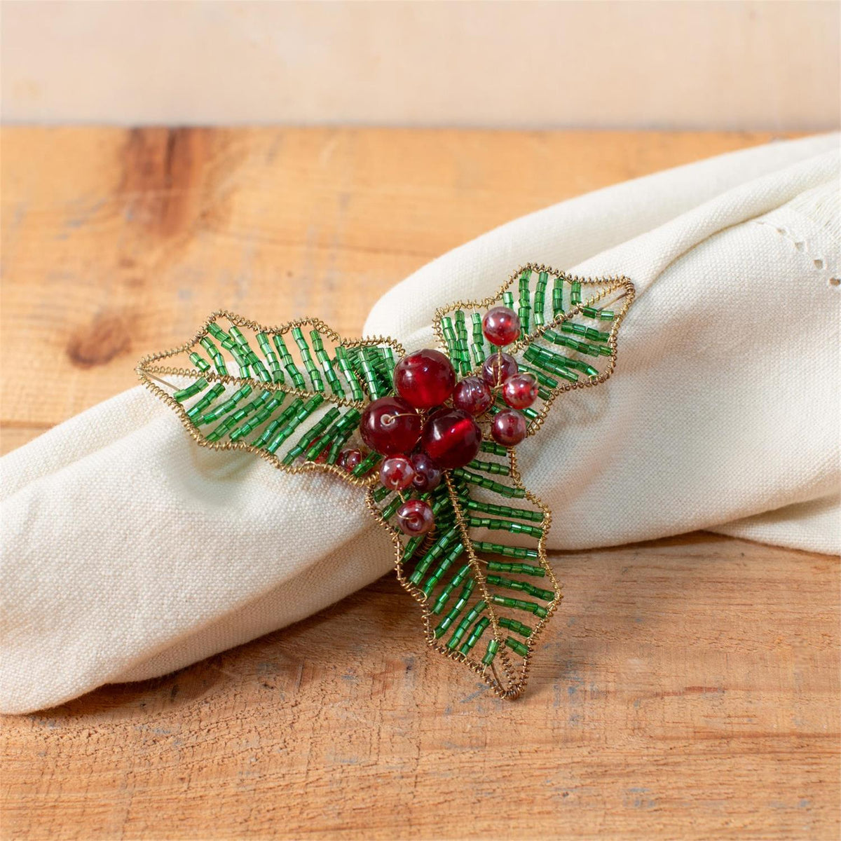 Napkin Ring - Luxe Beaded Holly