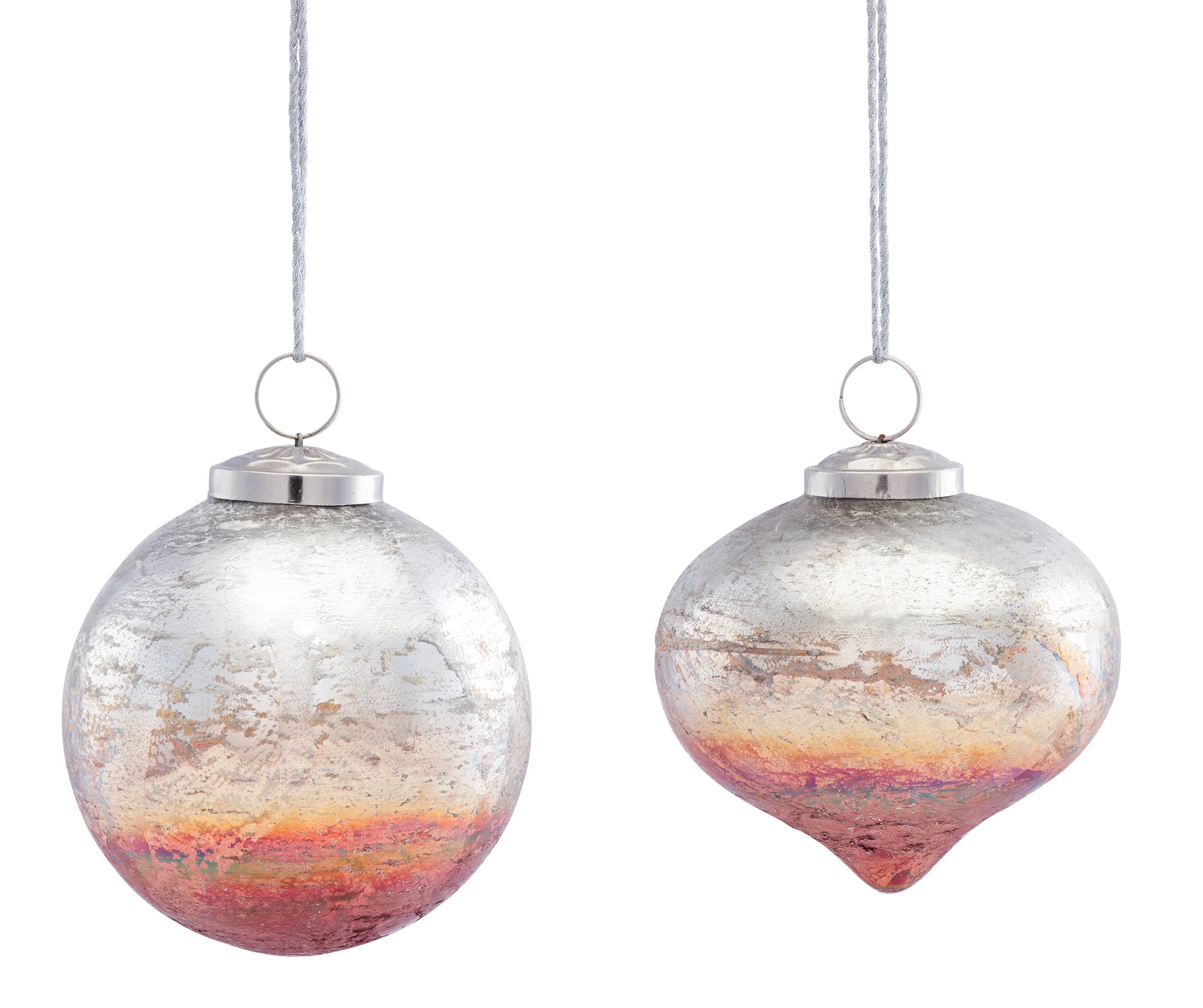 Ornament (2 Asst) 4.5"H, 5"H Glass