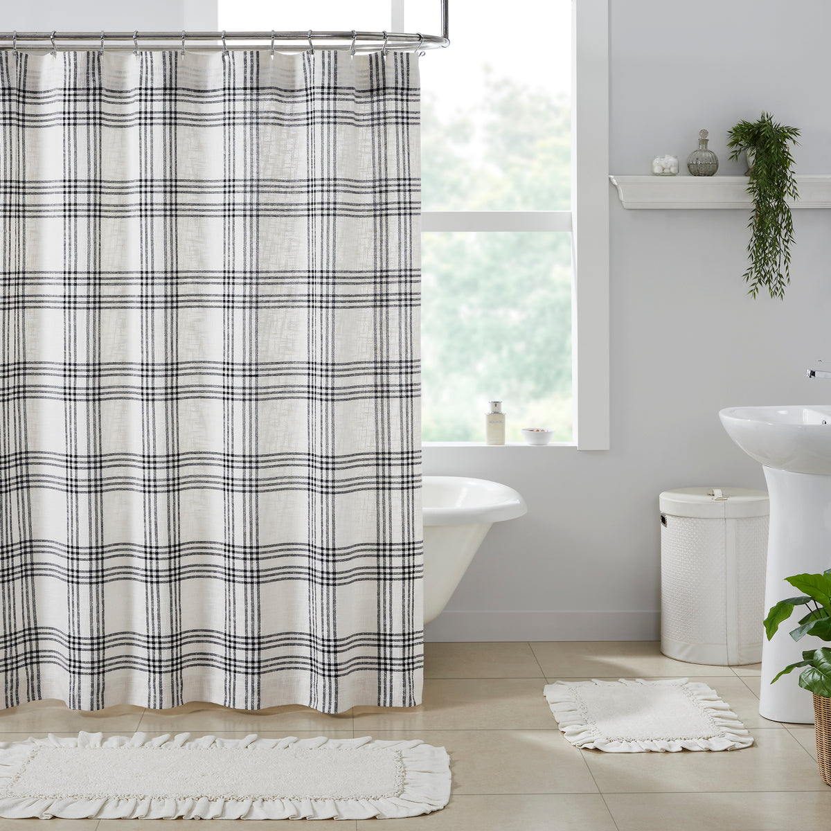 Black Plaid Shower Curtain