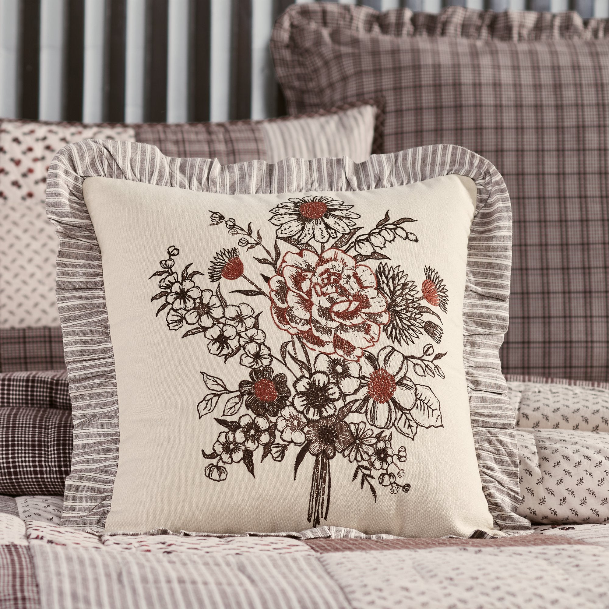 Florette Floral Bouquet Ruffled Pillow
