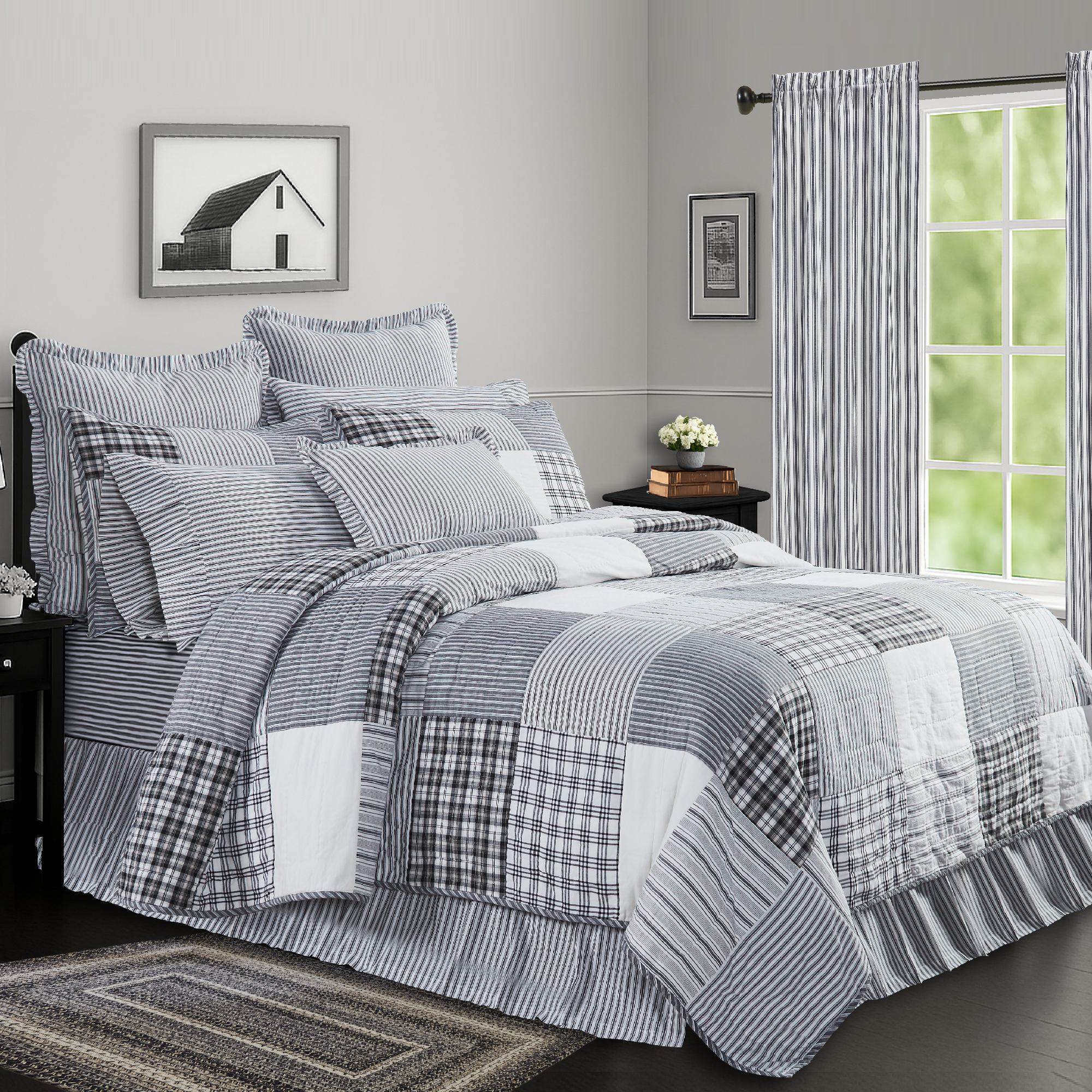 Sawyer Mill Black Twin Quilt 68Wx86L