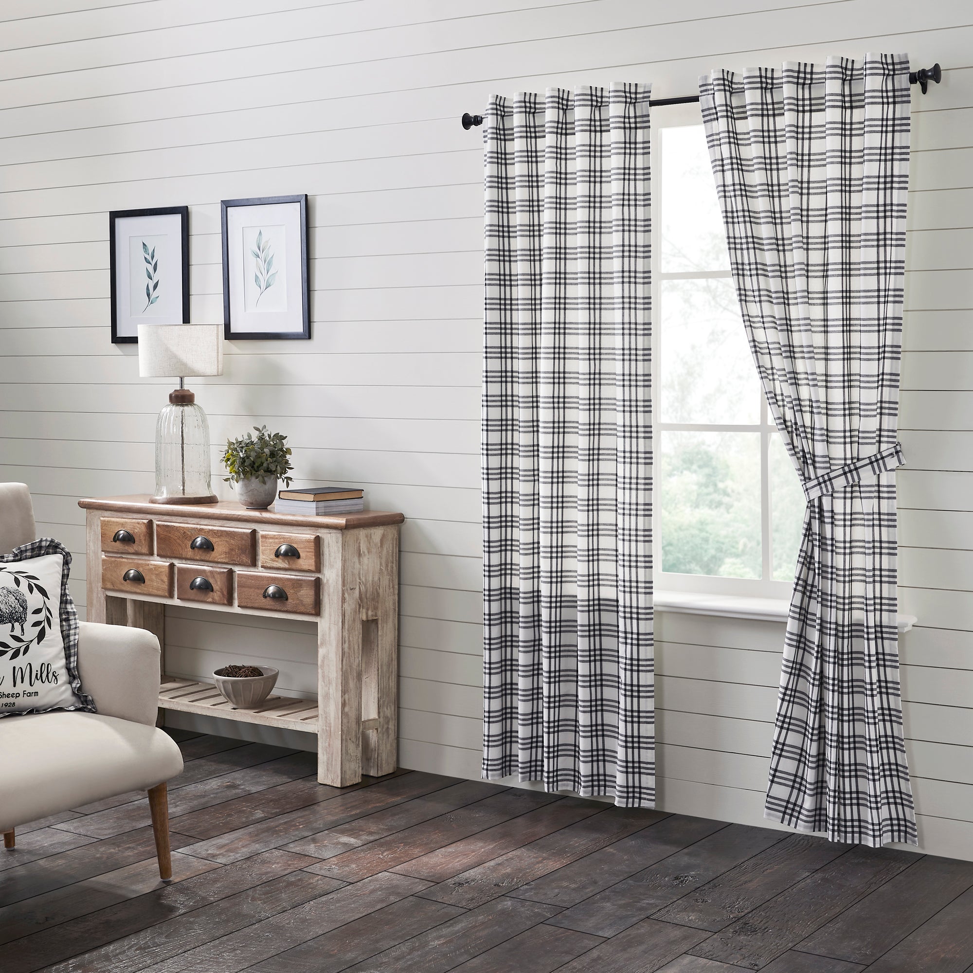 Sawyer Mill Black Plaid Panel Set of 2