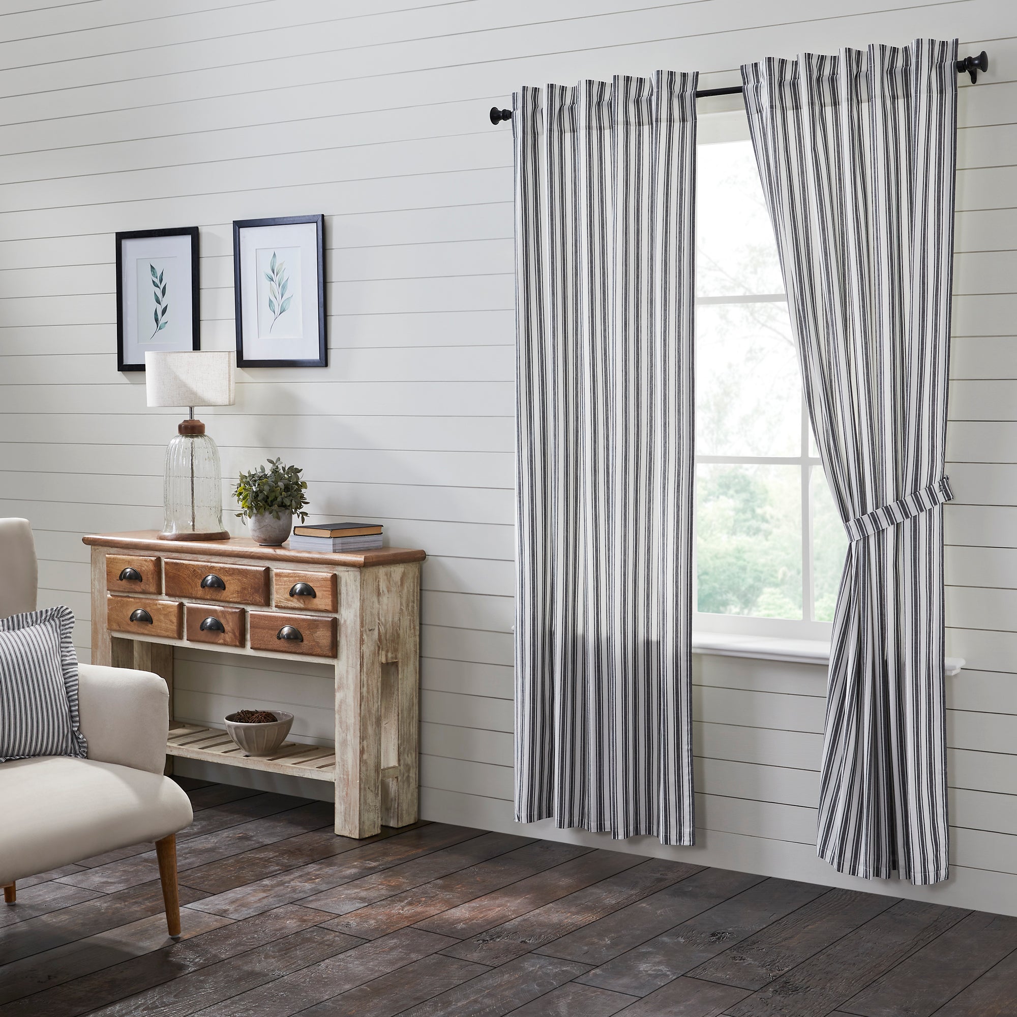 Sawyer Mill Black Ticking Stripe Panel Set of 2