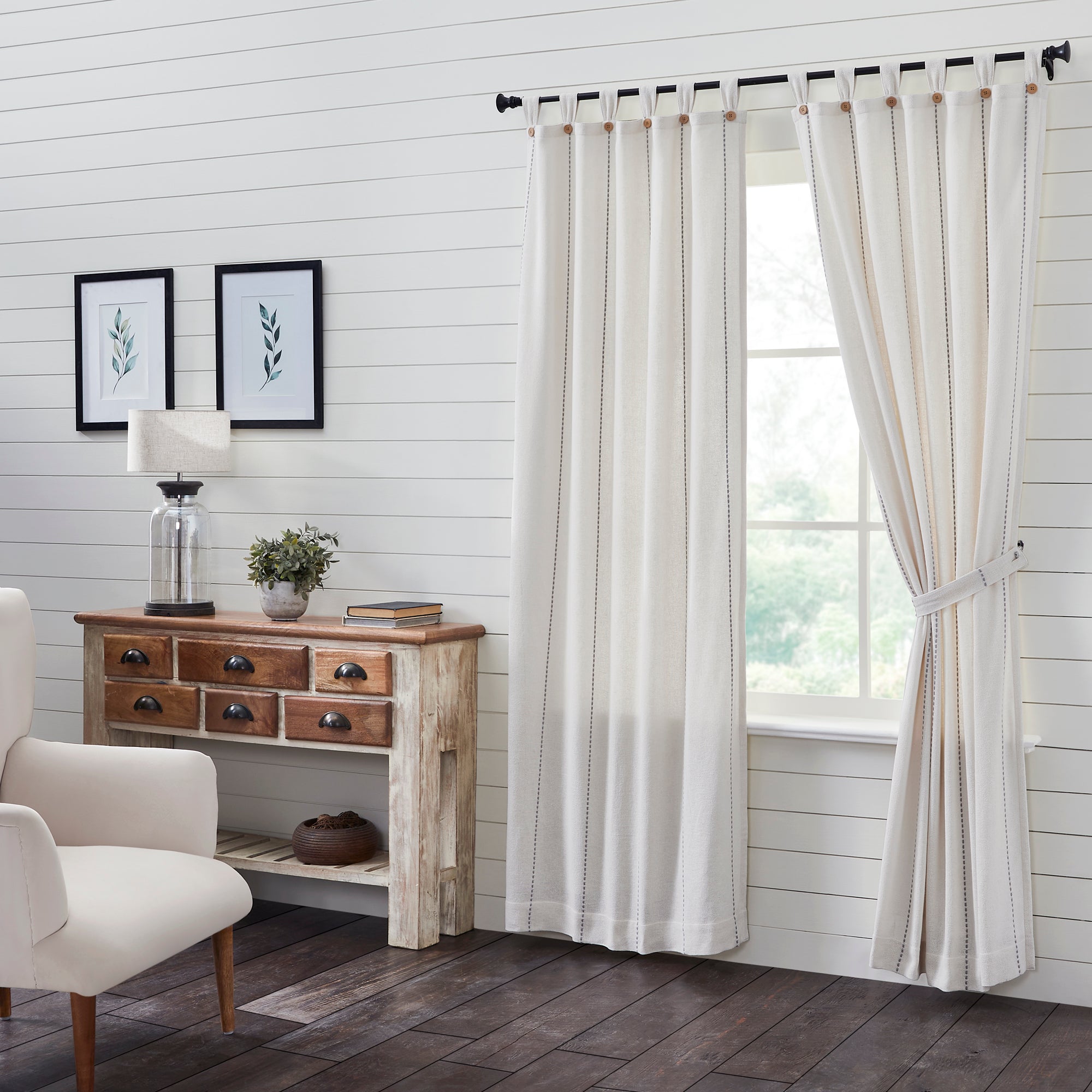 Stitched Burlap White Panel Set of 2