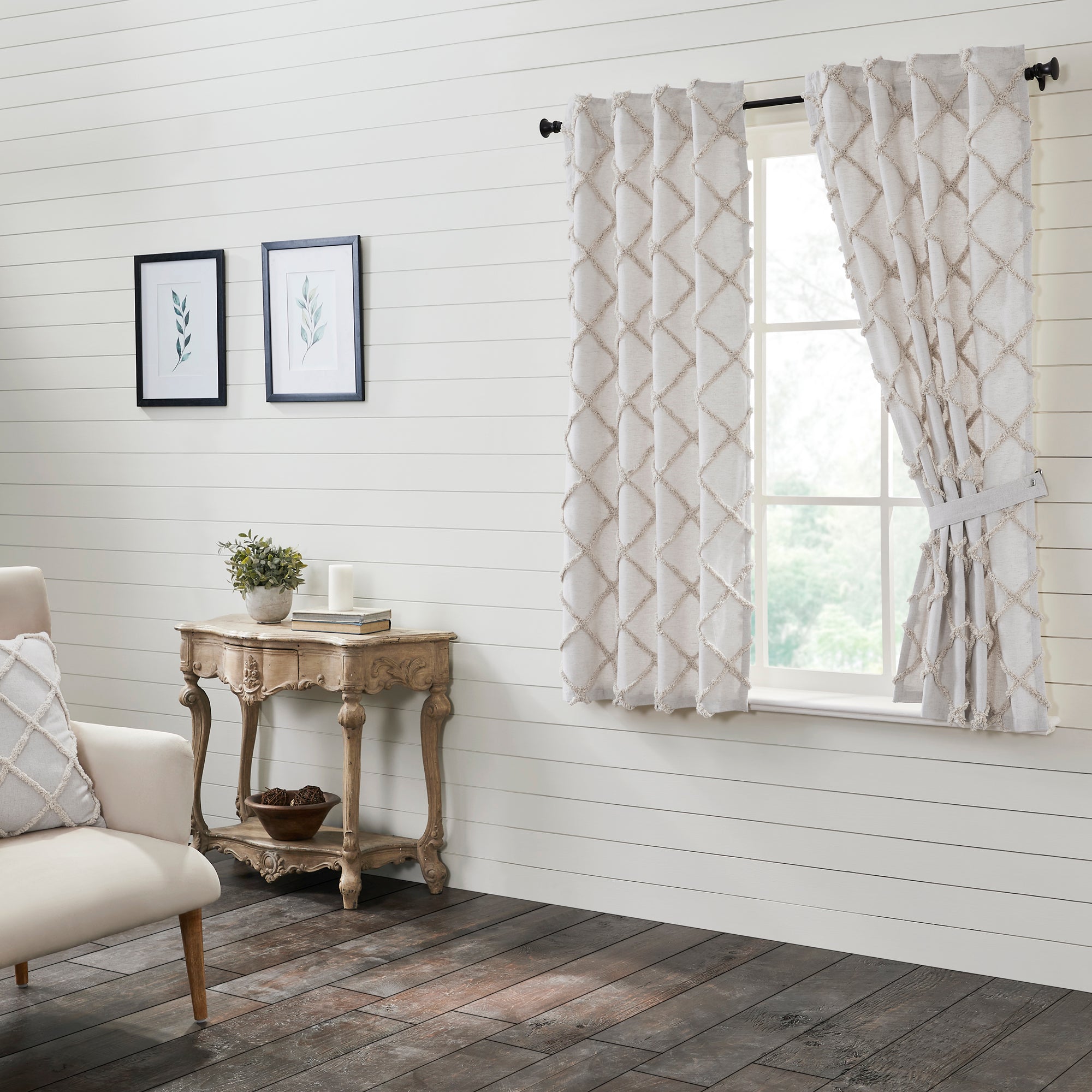Frayed Lattice Oatmeal Short Panel Set of 2