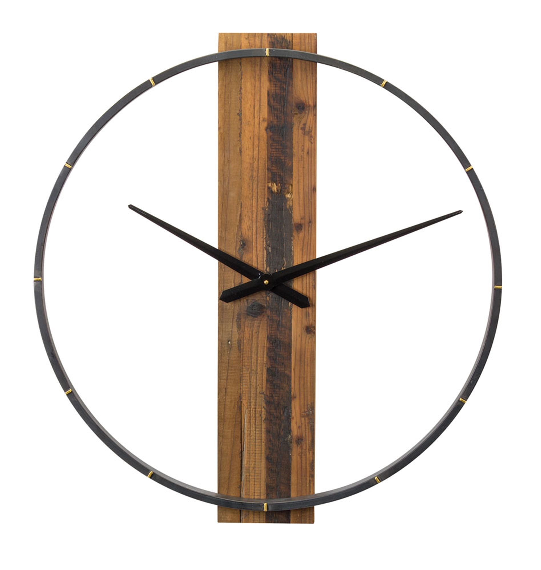 Wall Clock 27.5"D Wood/Wood/Iron