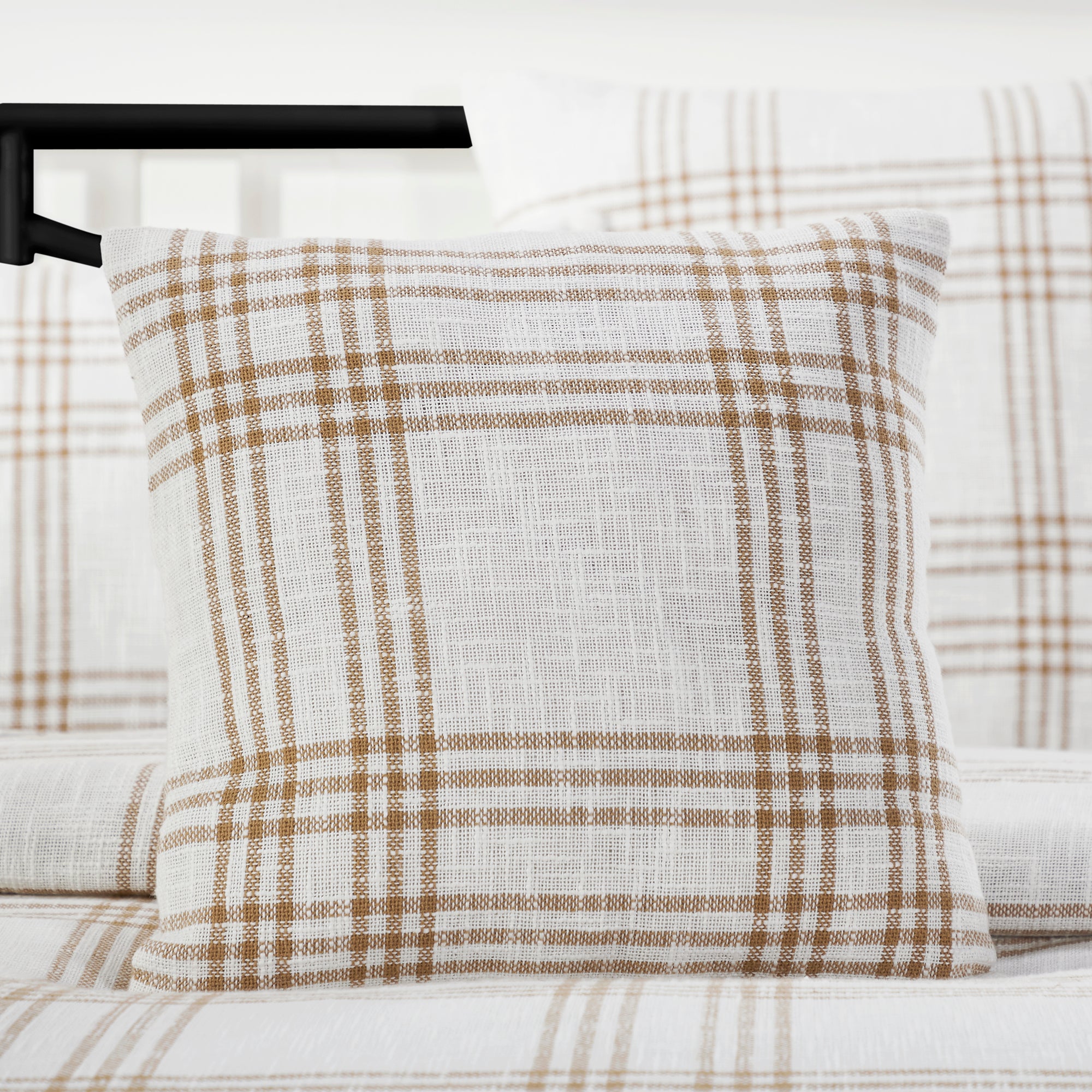 Wheat Plaid Fabric Pillow