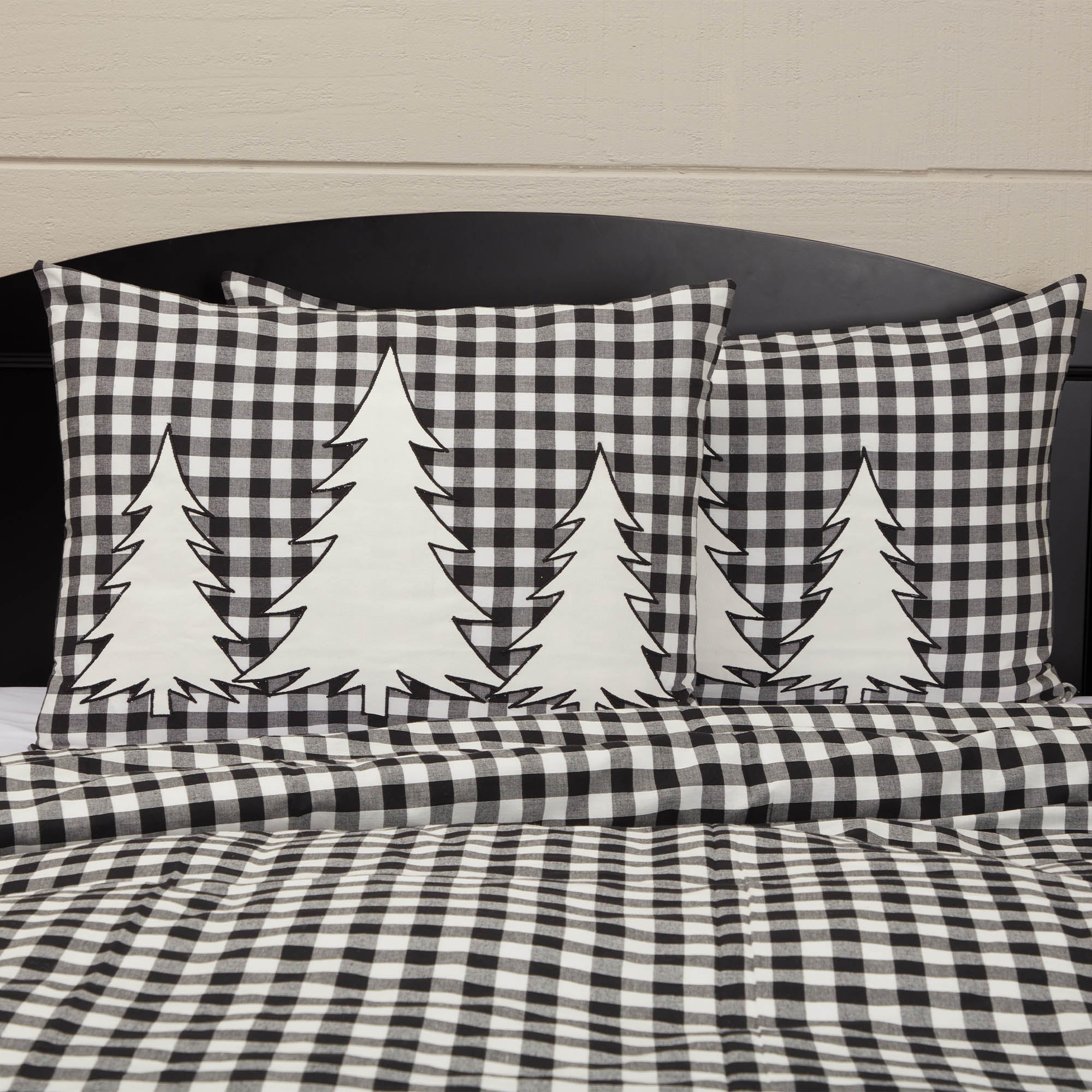 Vintage Check Black Tree King Sham