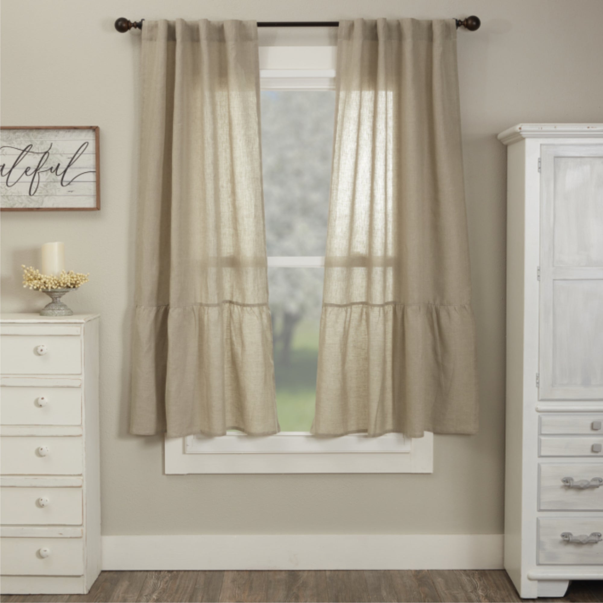 Provincial Linen Natural Short Panel Set of 2