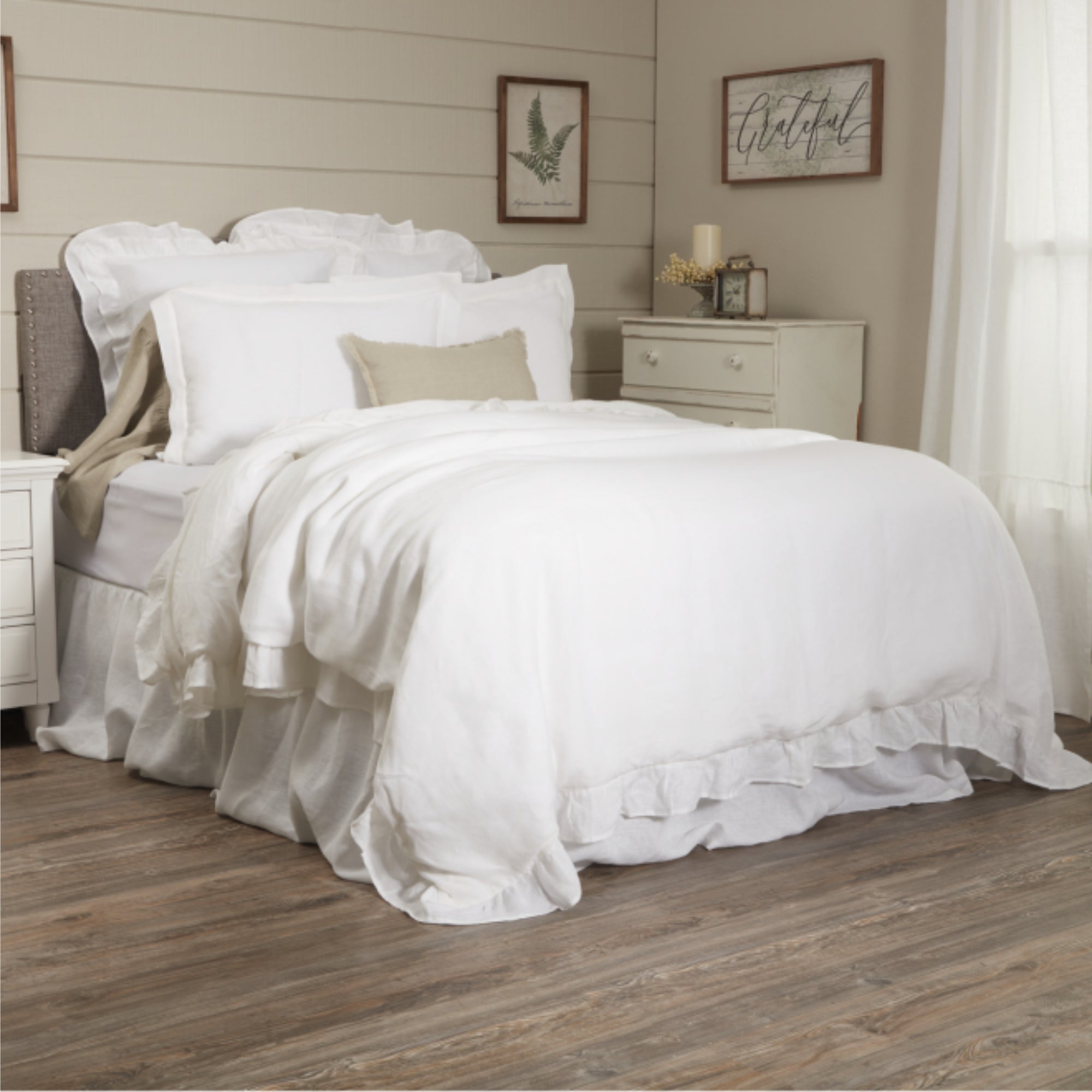Provincial Linen White Queen Duvet Cover