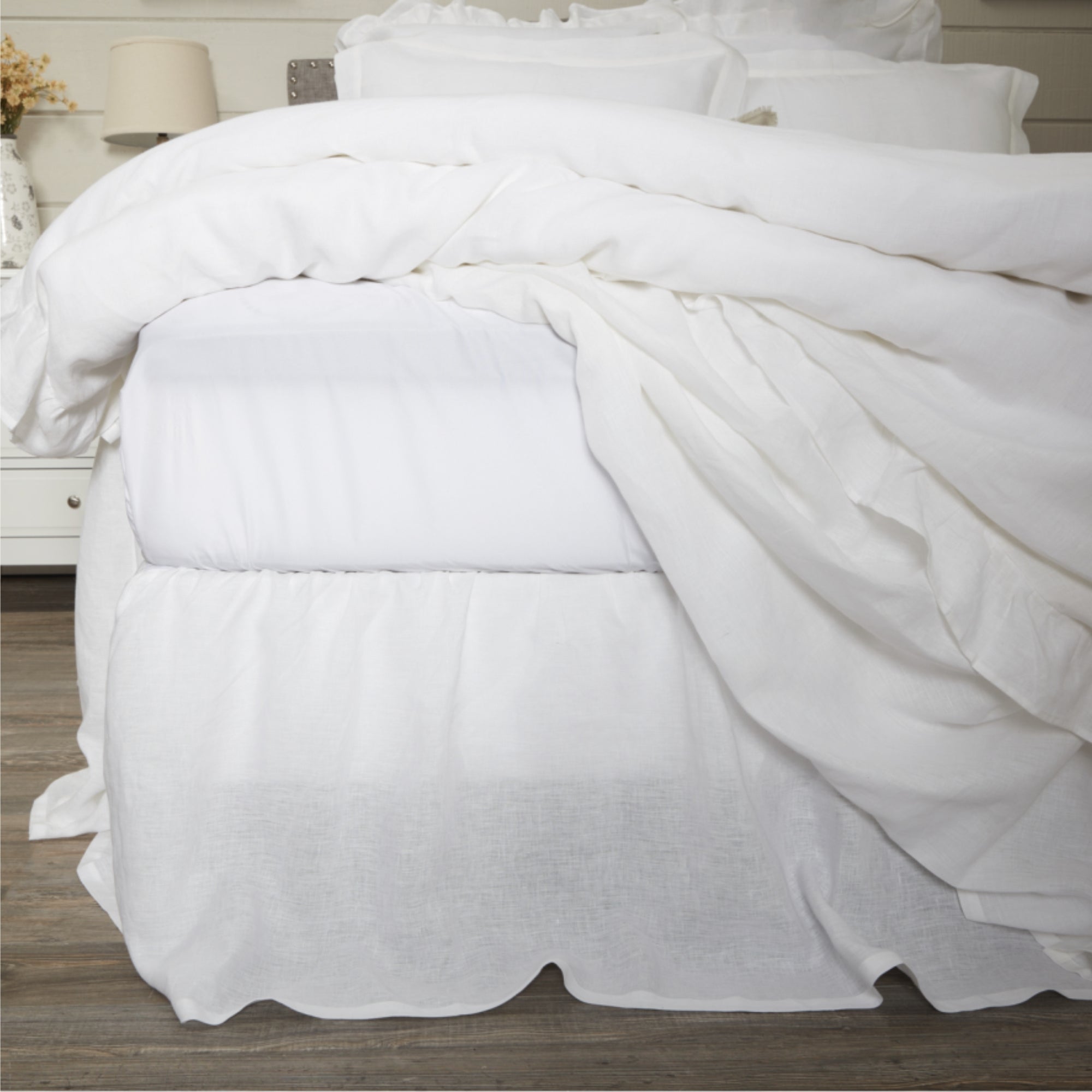 Provincial Linen White Queen Bed Skirt 80Lx60Wx21