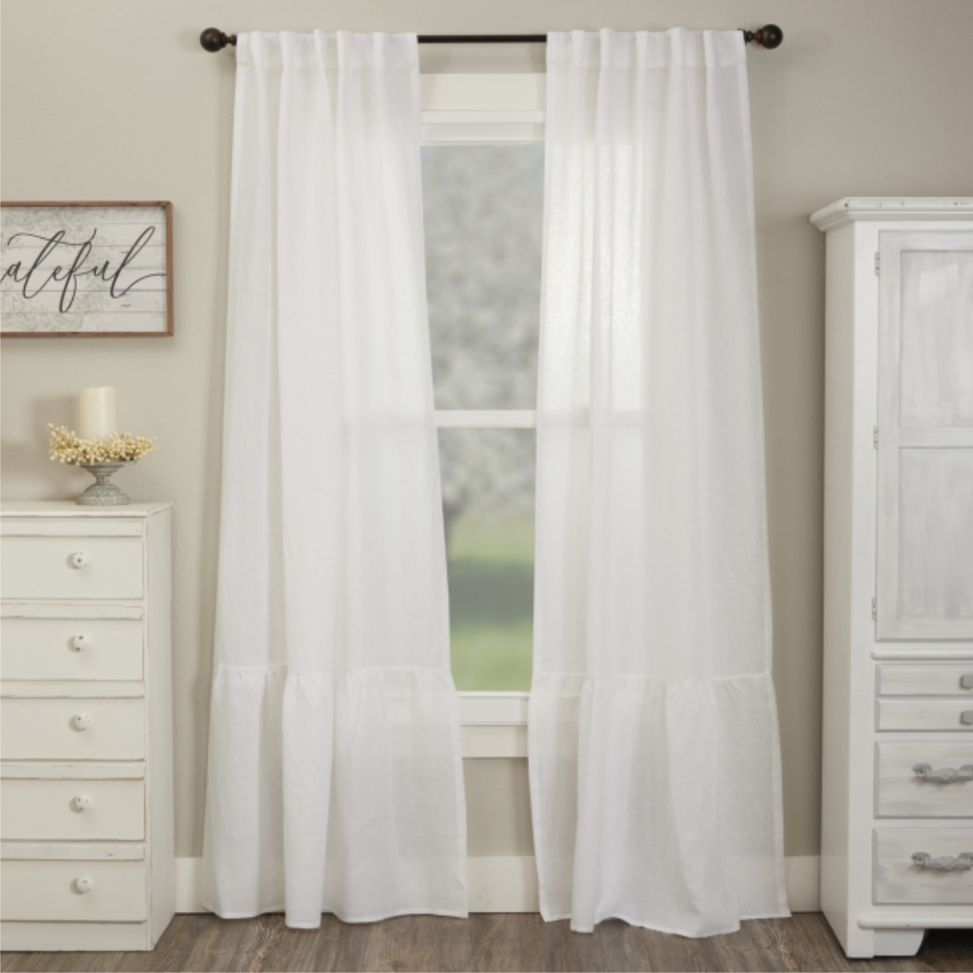 Provincial Linen White Panel Set of 2 120Lx50W