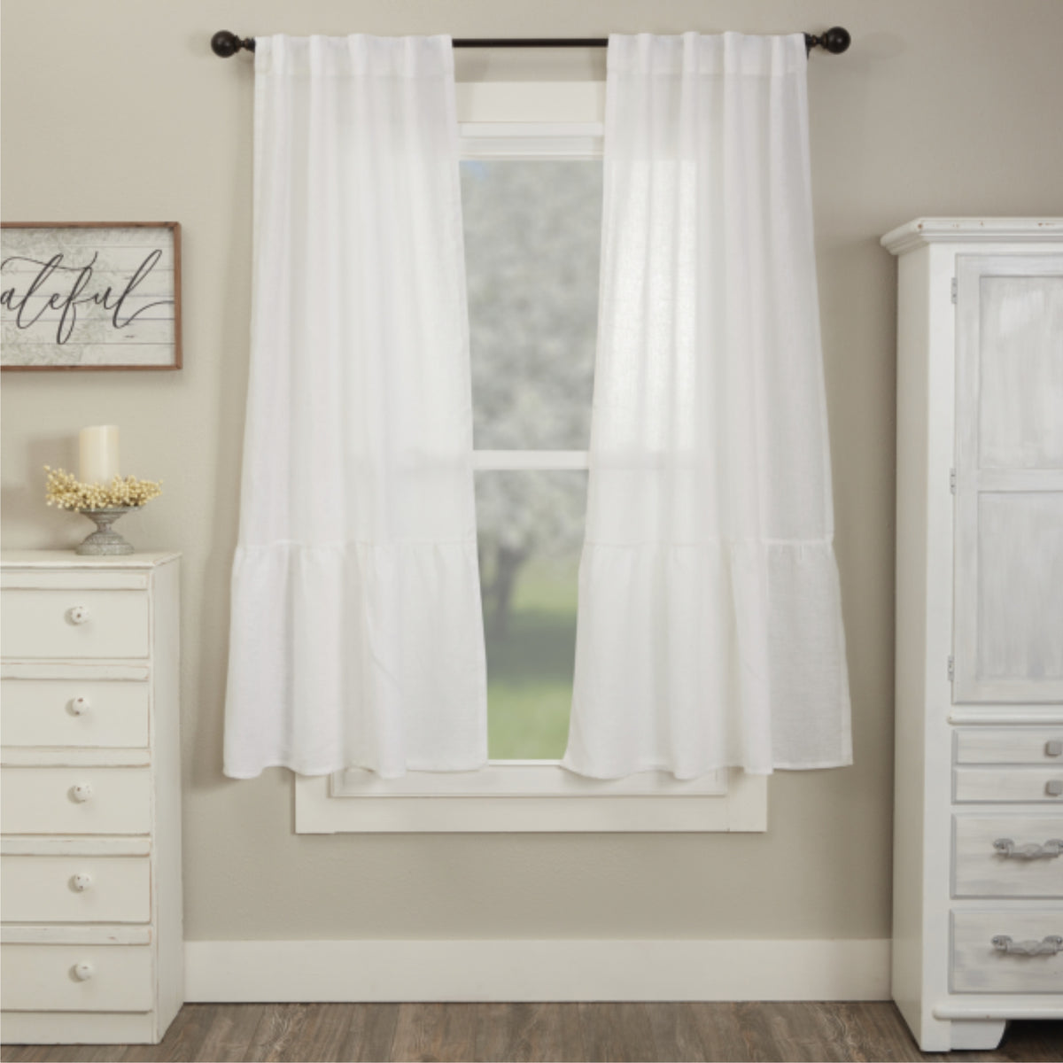Provincial Linen White Short Panel Set of 2