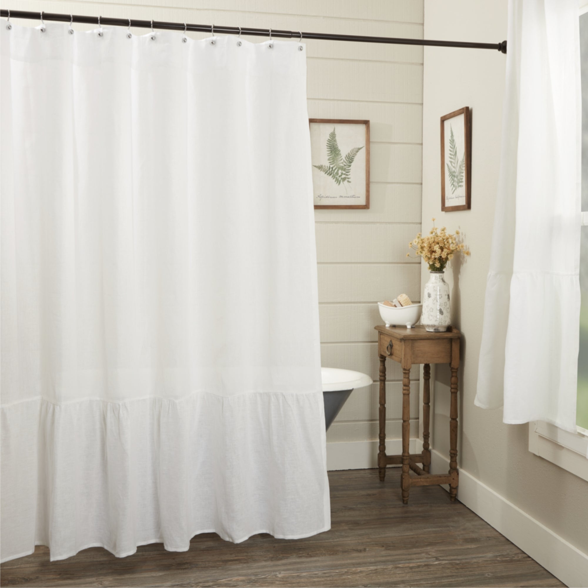 Provincial Linen White Shower Curtain