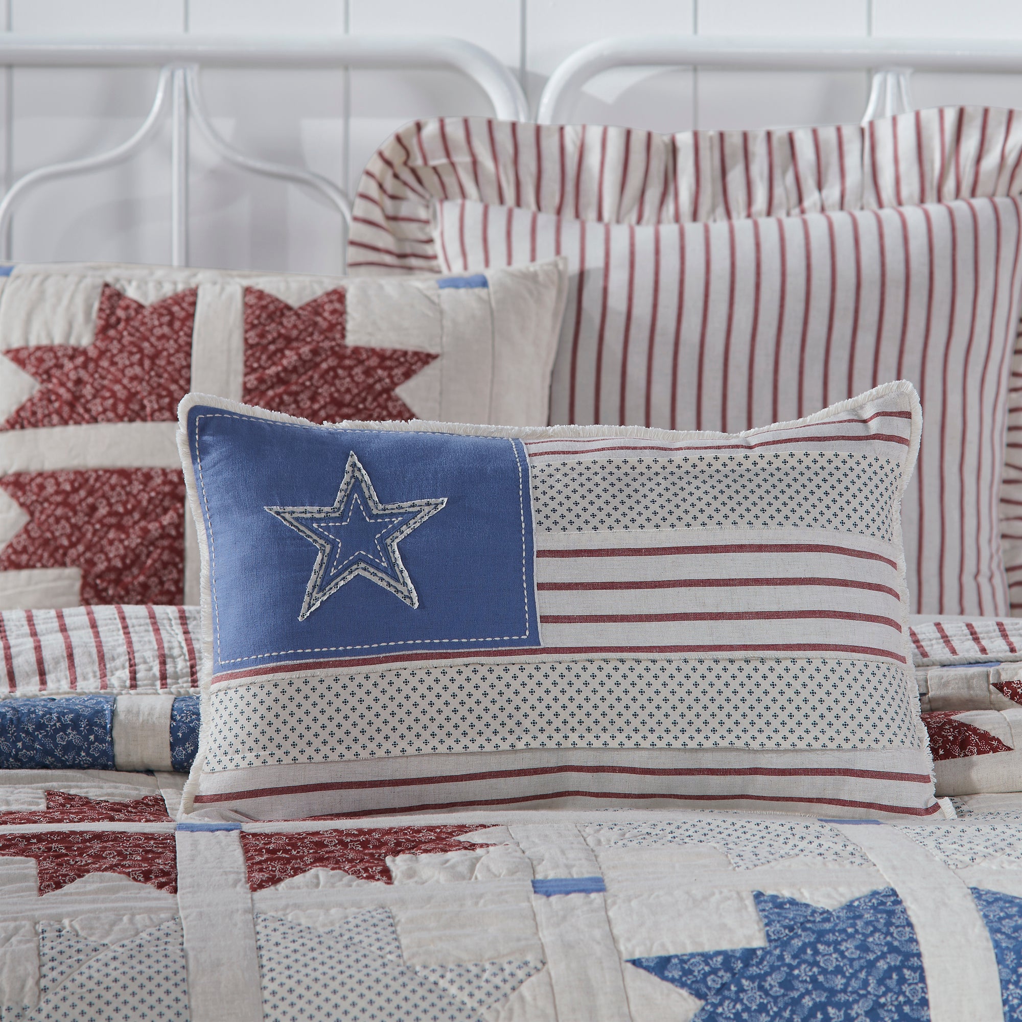 Celebration Patchwork Flag Pillow 14x22