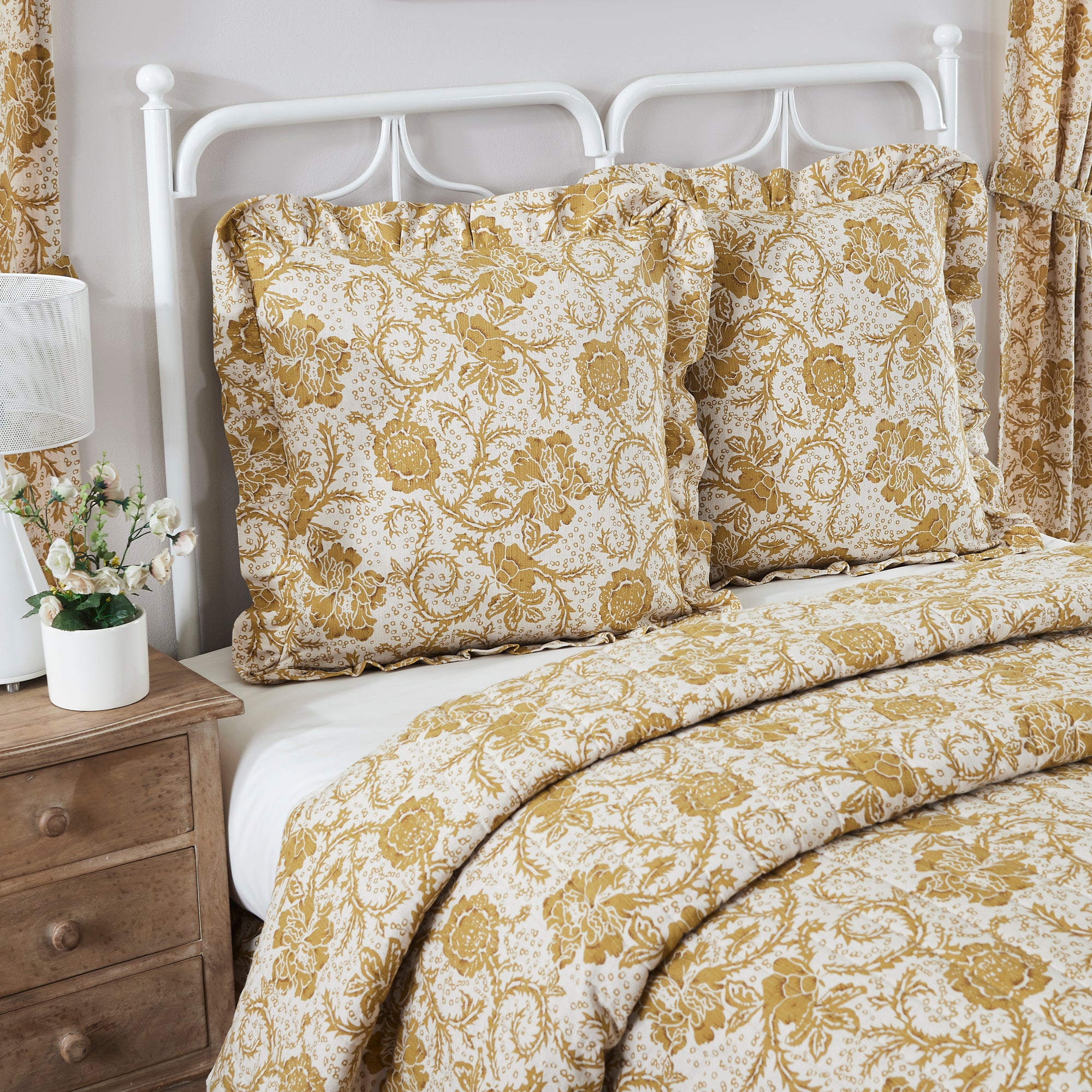 Dorset Gold Floral Fabric Euro Sham