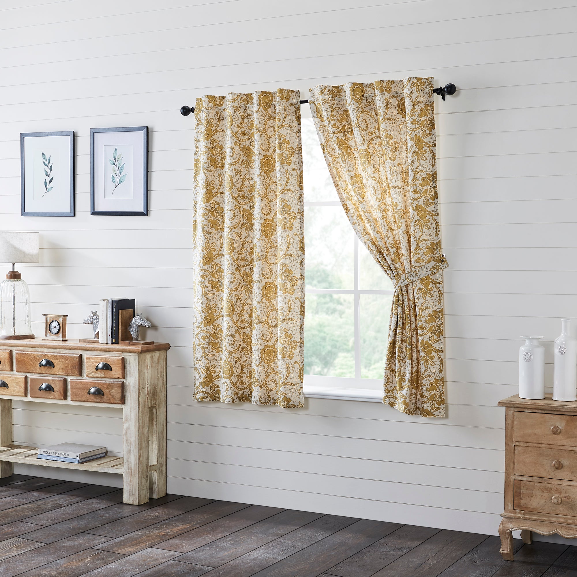 Dorset Gold Floral Short Panel Set of 2