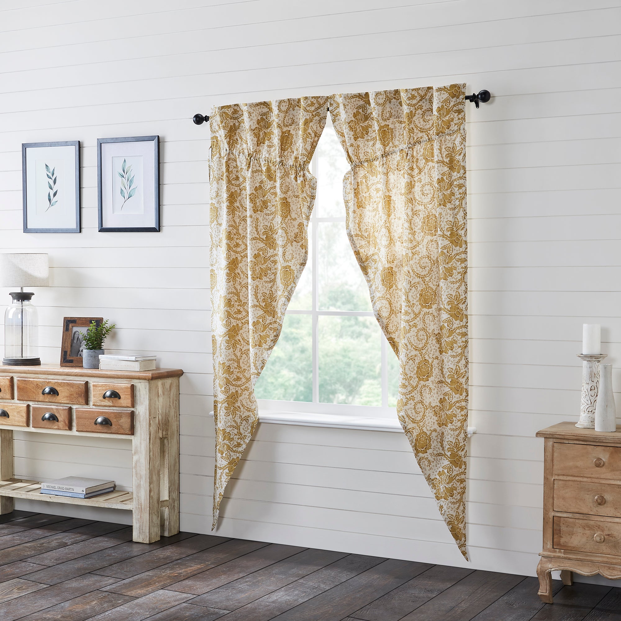 Dorset Gold Floral Prairie Long Panel Set of 2 84x36x18