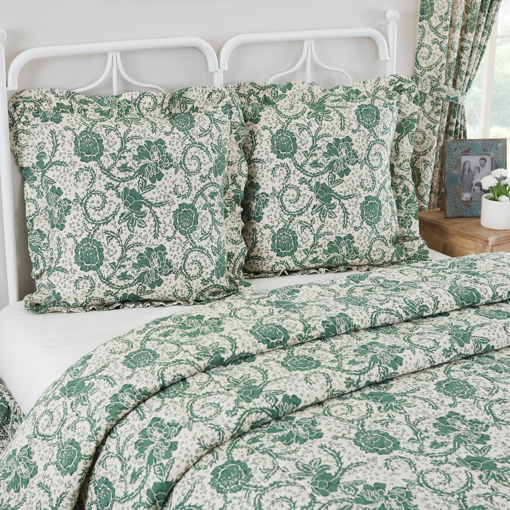 Dorset Green Floral Fabric Euro Sham