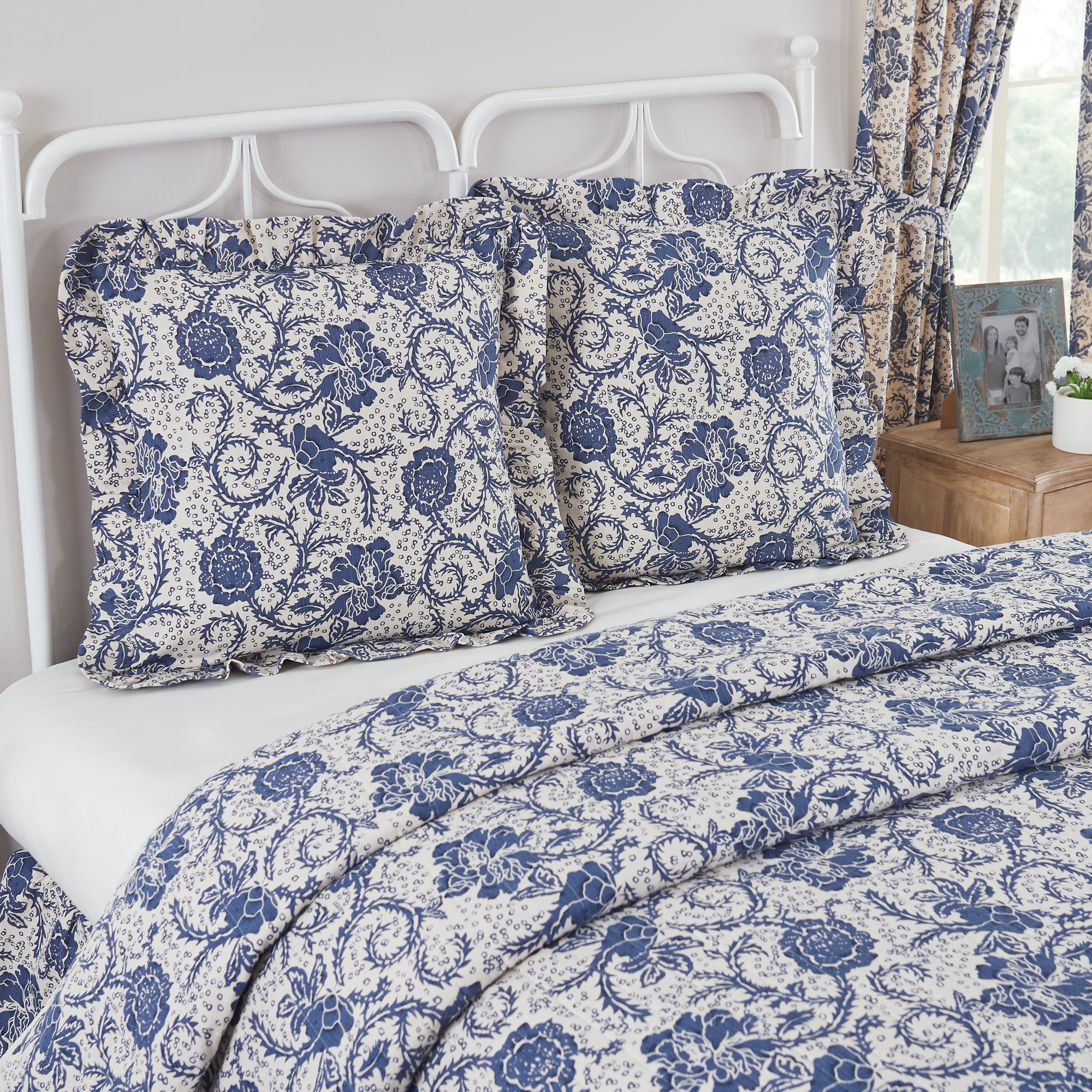 Dorset Navy Floral Fabric Euro Sham
