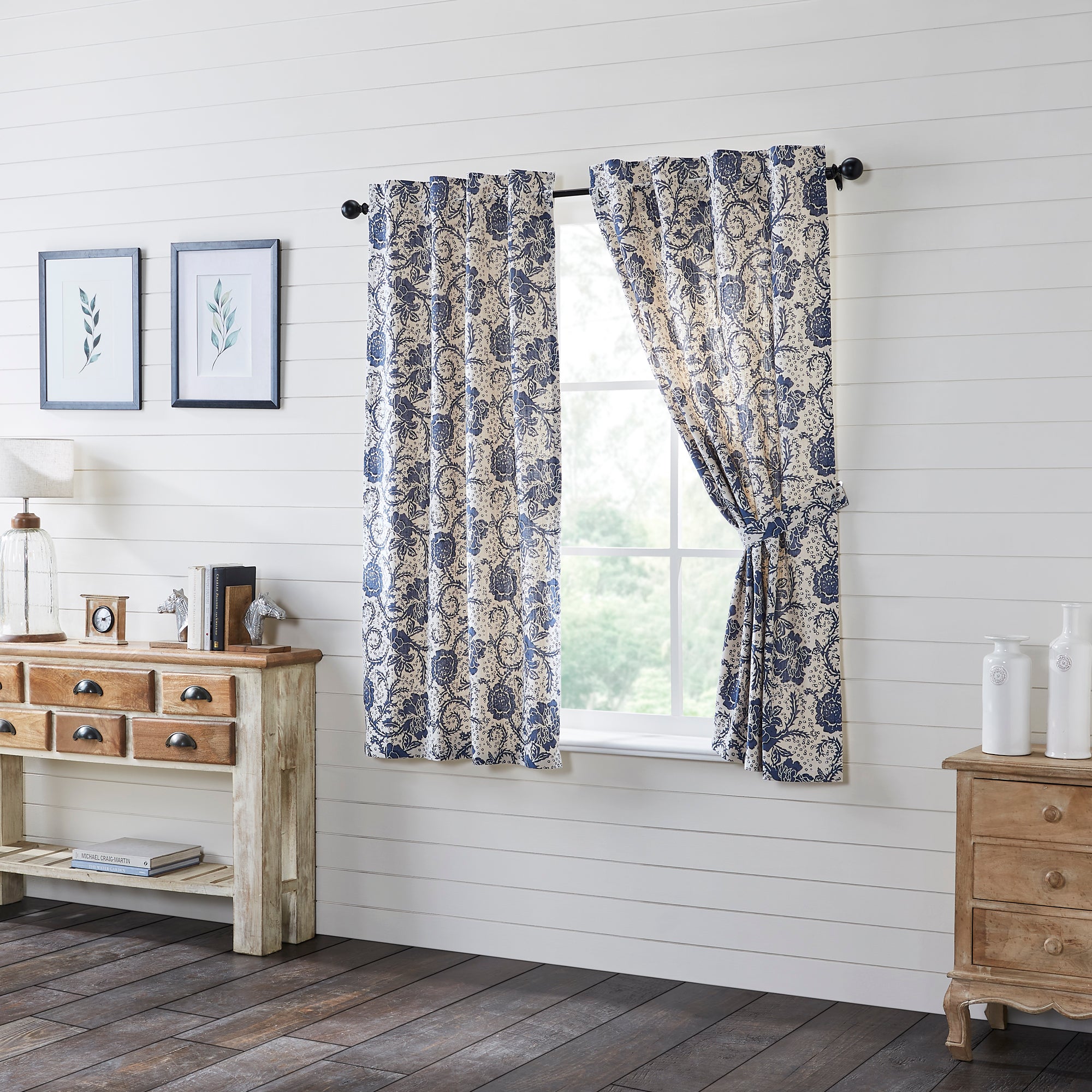 Dorset Navy Floral Short Panel Set of 2