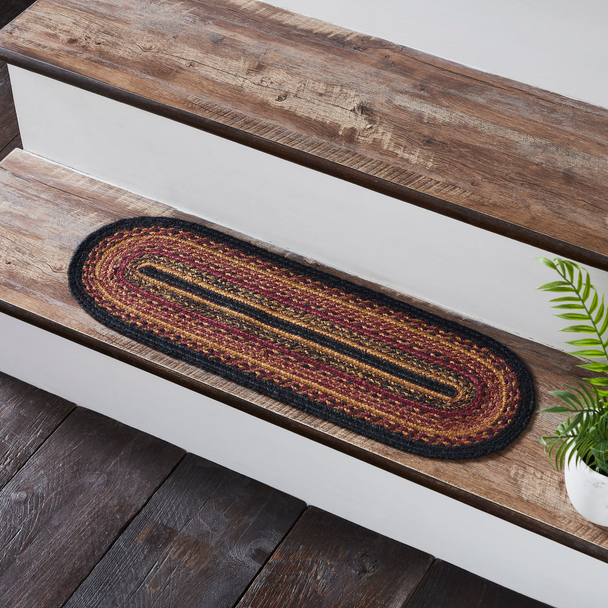 Heritage Farms Jute Stair Tread Oval Latex 8.5x27