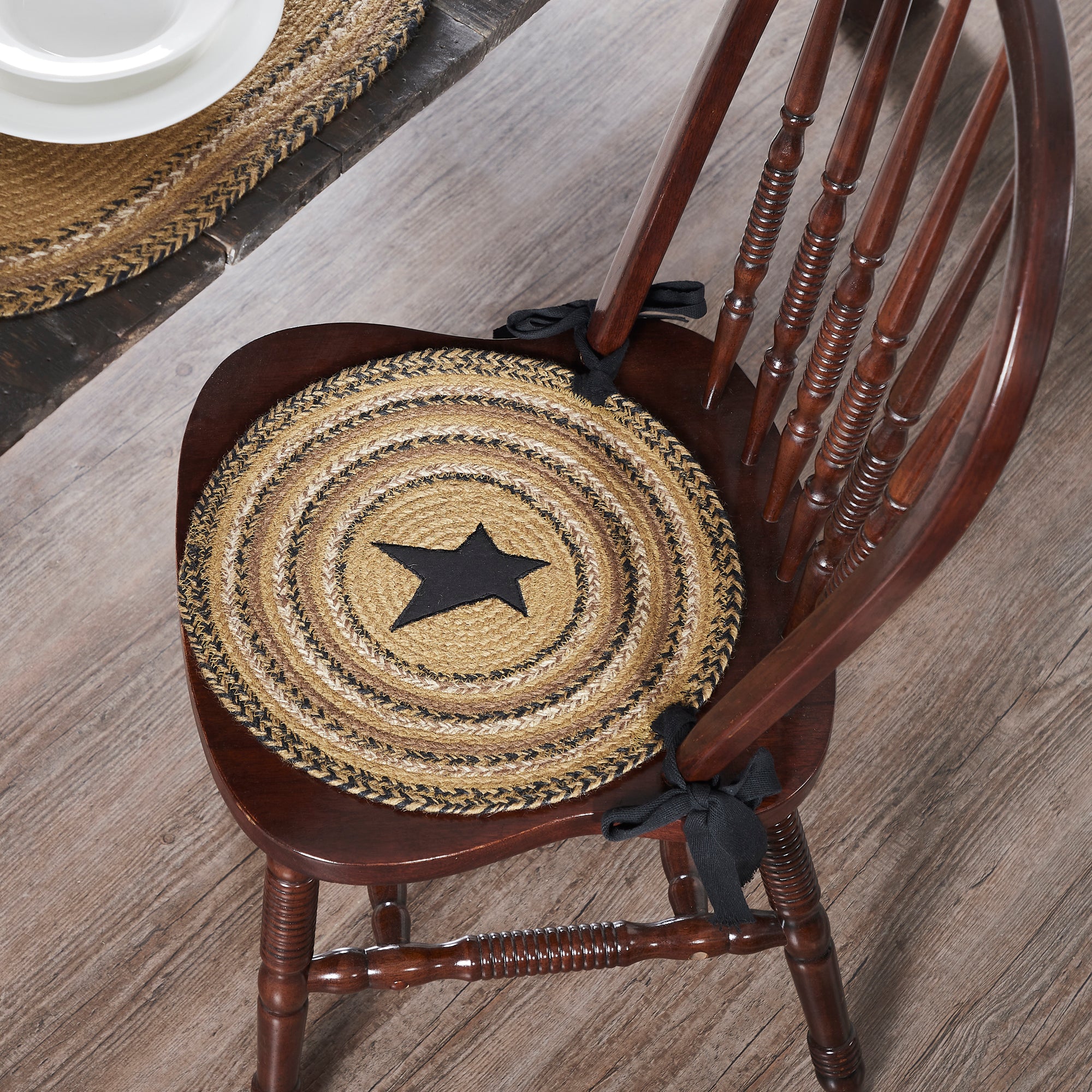 Kettle Grove Jute Chair Pad Applique Star Diameter