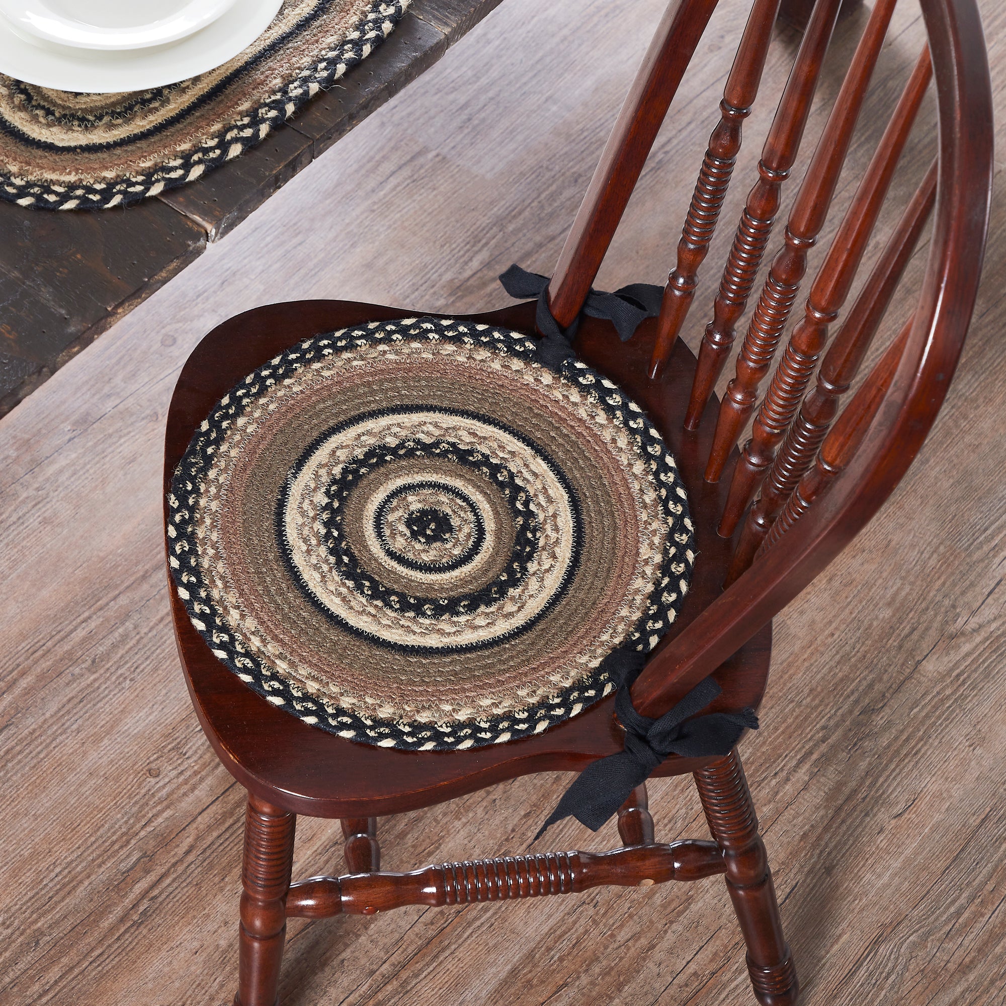 Sawyer Mill Charcoal Creme Jute Chair Pad Diameter