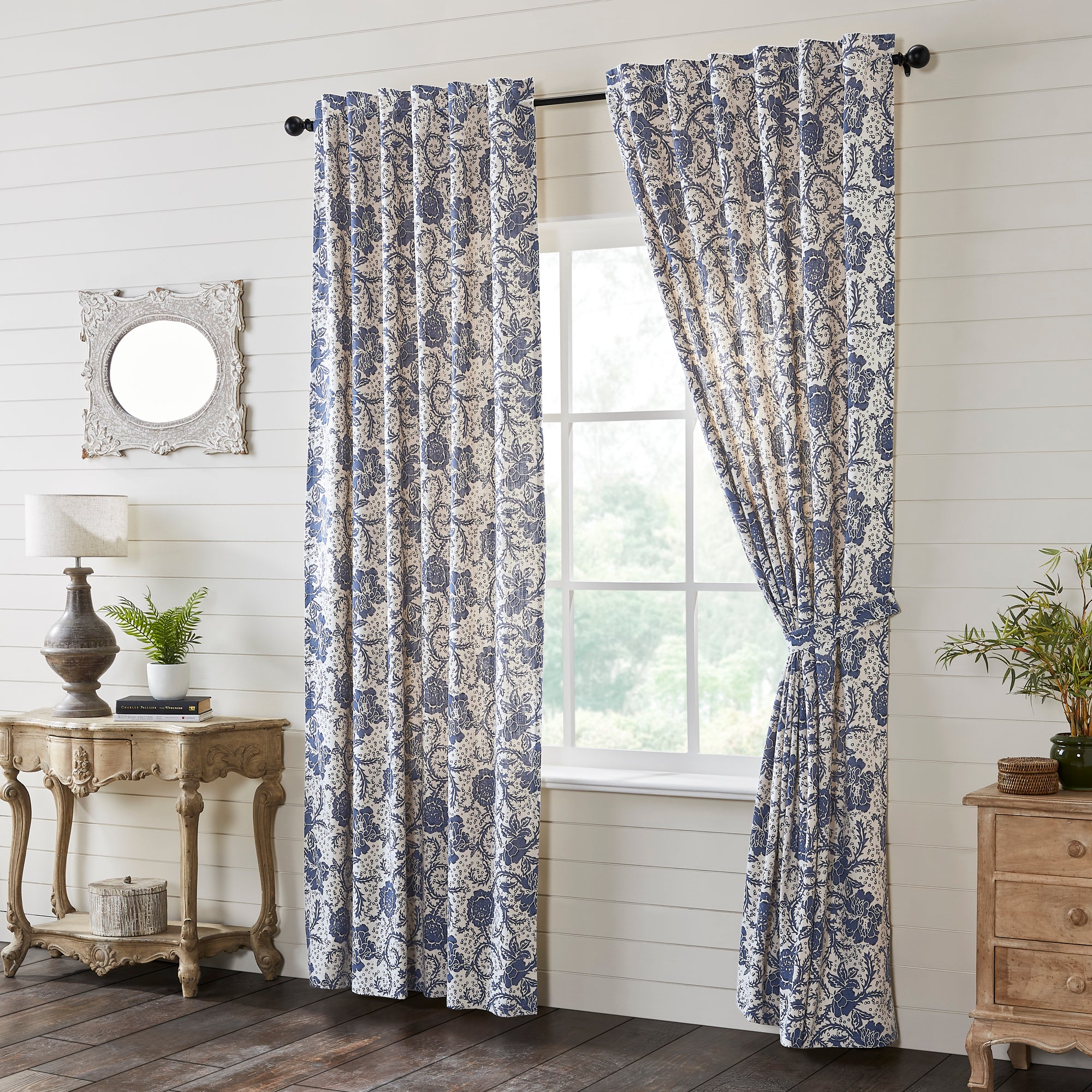 Dorset Navy Floral Panel Set of 2 96x50
