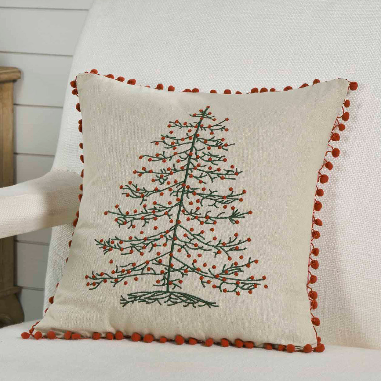 Timeless Ticking Red Tree Pillow Cover