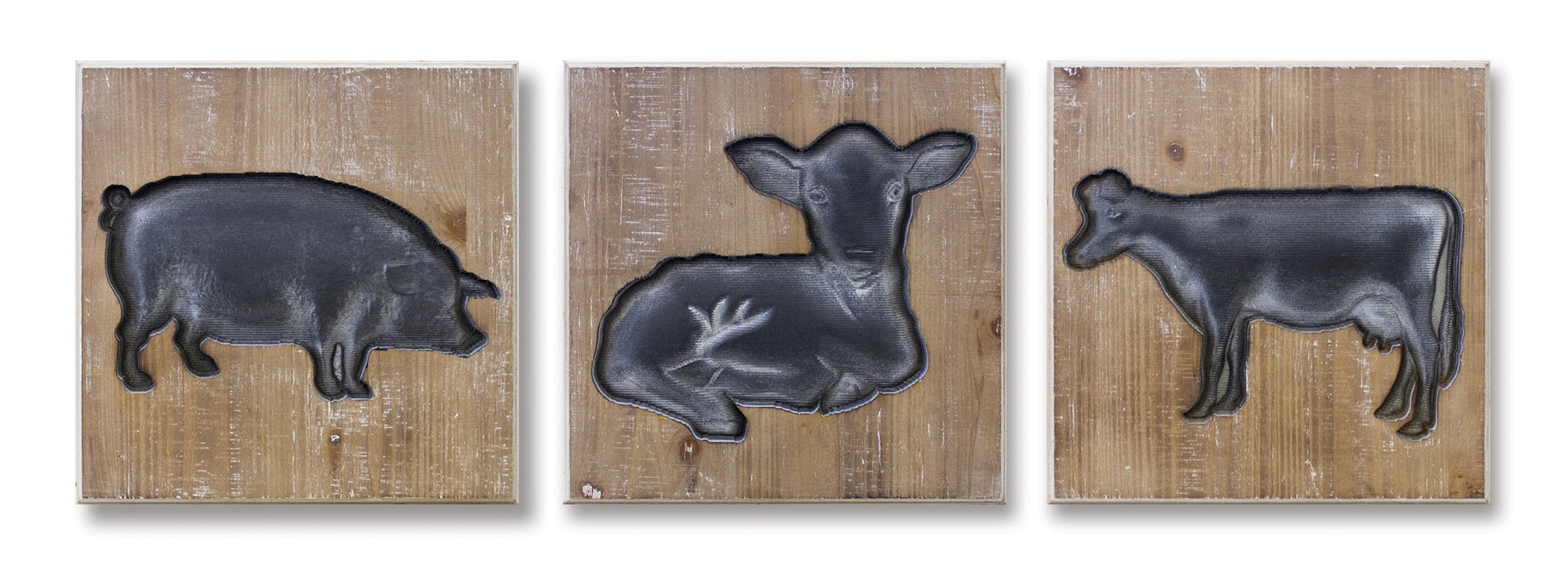 Animal Plaque (3 Asst) 14"SQ Wood/Wood