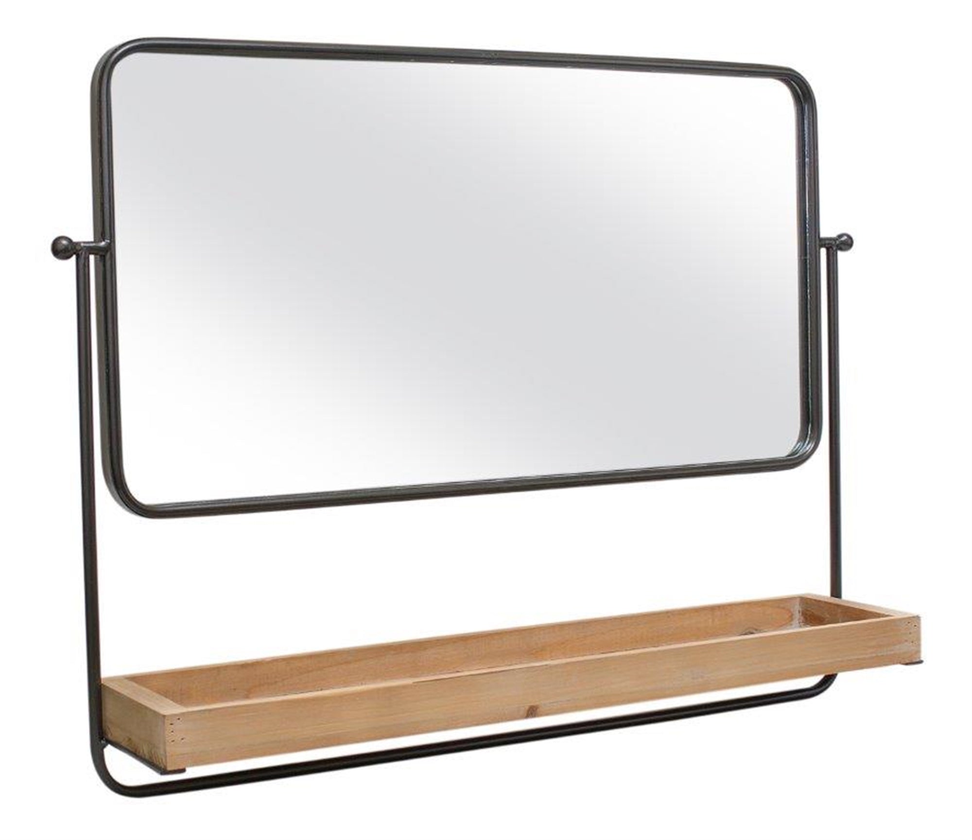 Wall Mirror w/Shelf 28.5"L x 21.5"H Metal/Wood