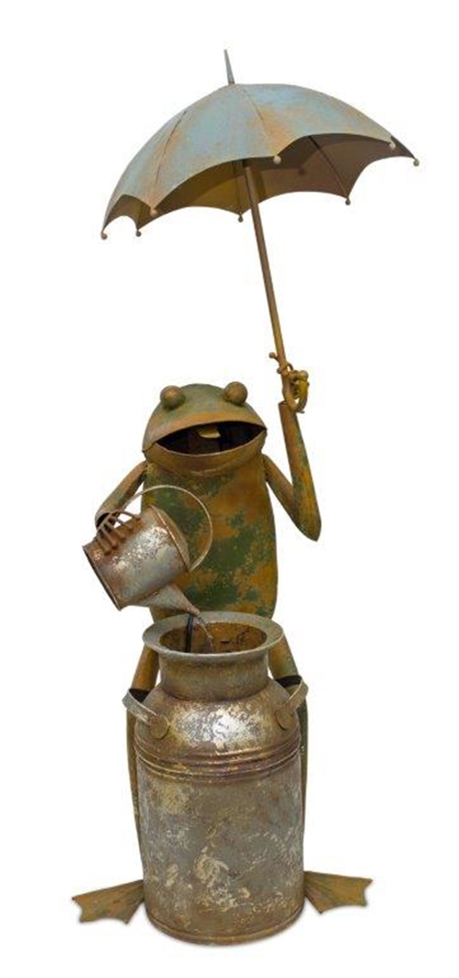 Frog w/Umbrella Fountain 22"L x 53.75"H Iron (pump YH707MIX)