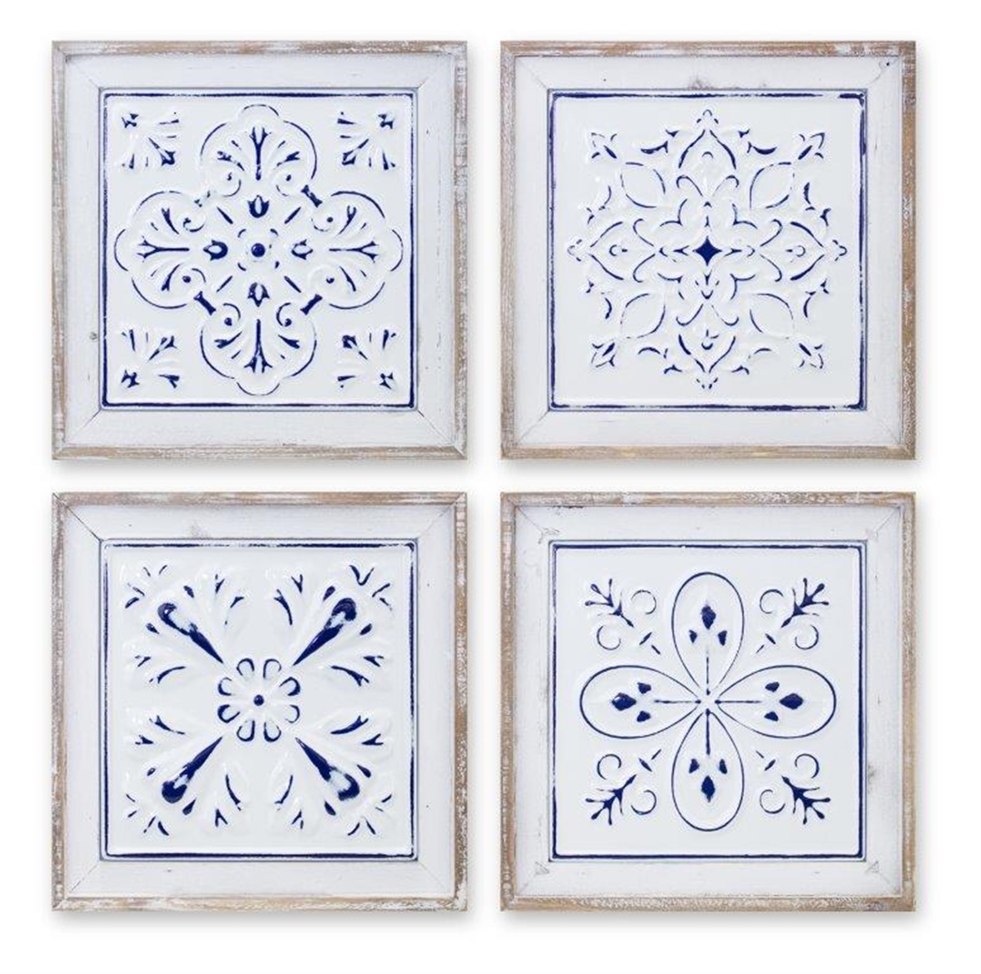 Ceiling Tile Plaque (4 Asst) 10.5"SQ Iron/Wood