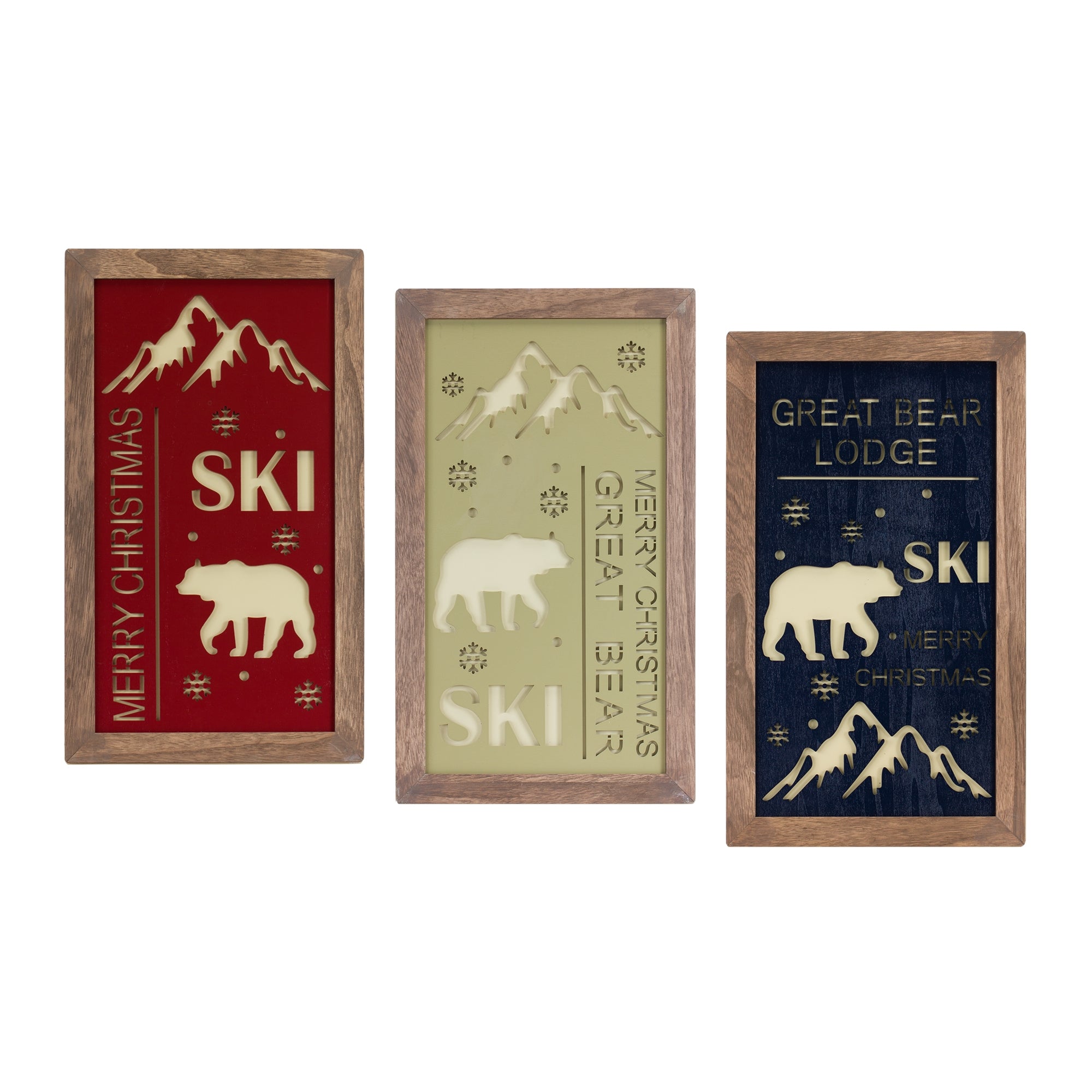 Ski Pass Plaque (3 Asst) 11.25"L x 20.75"H Wood