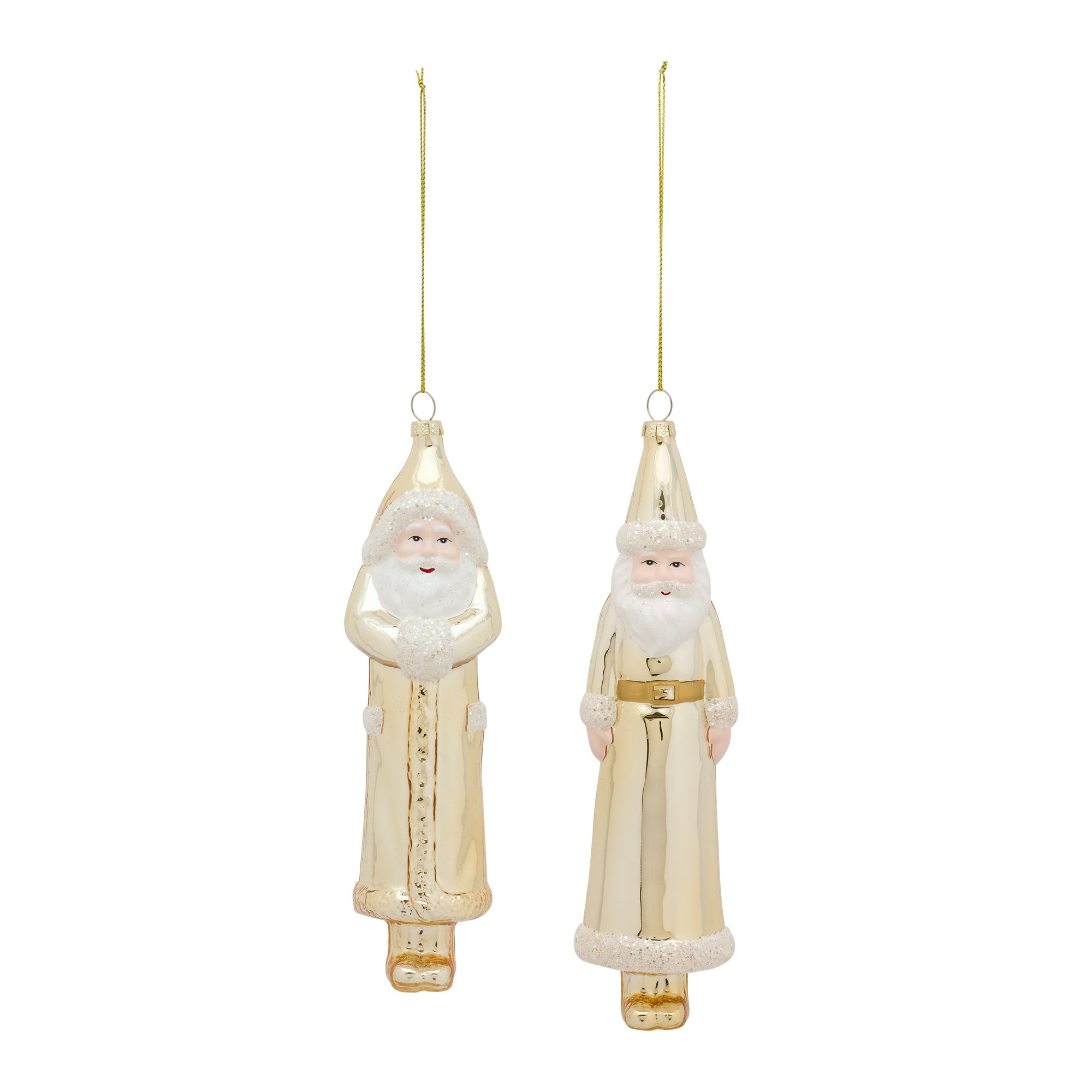 Santa Ornament (2 Asst) 8.75”H Glass
