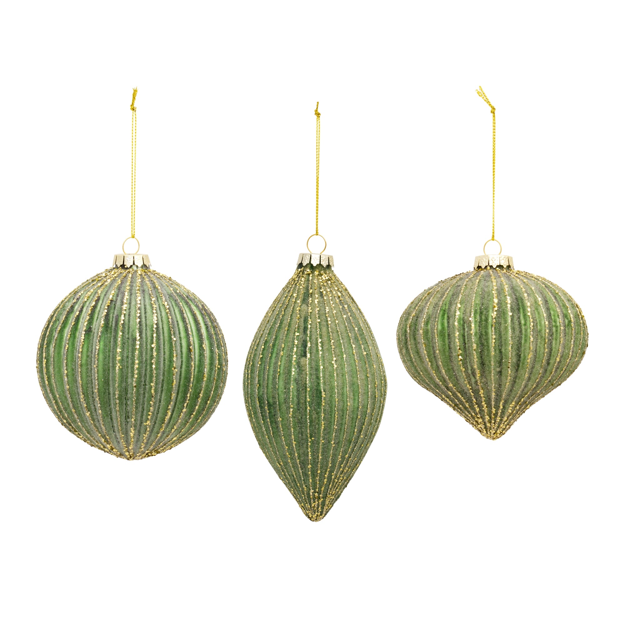 Ornament (3 Asst) 4.25"H, 4.5"H, 6"H Glass